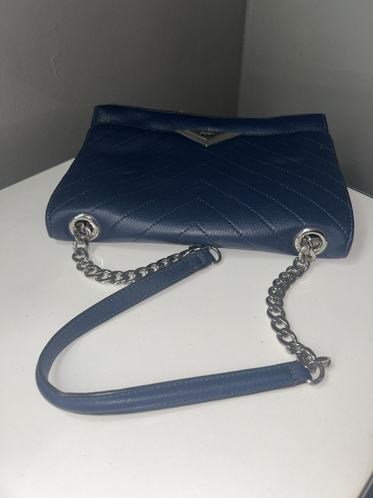 Karl Lagerfeld Karl Lagerfeld Paris GG Blue Quilted Chevron Shoulder Bag Size ONE SIZE - 10 Thumbnail