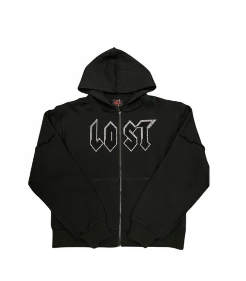 image of Lost Intricacy Rhinestones Hoodie in Black, Men's (Size Small)