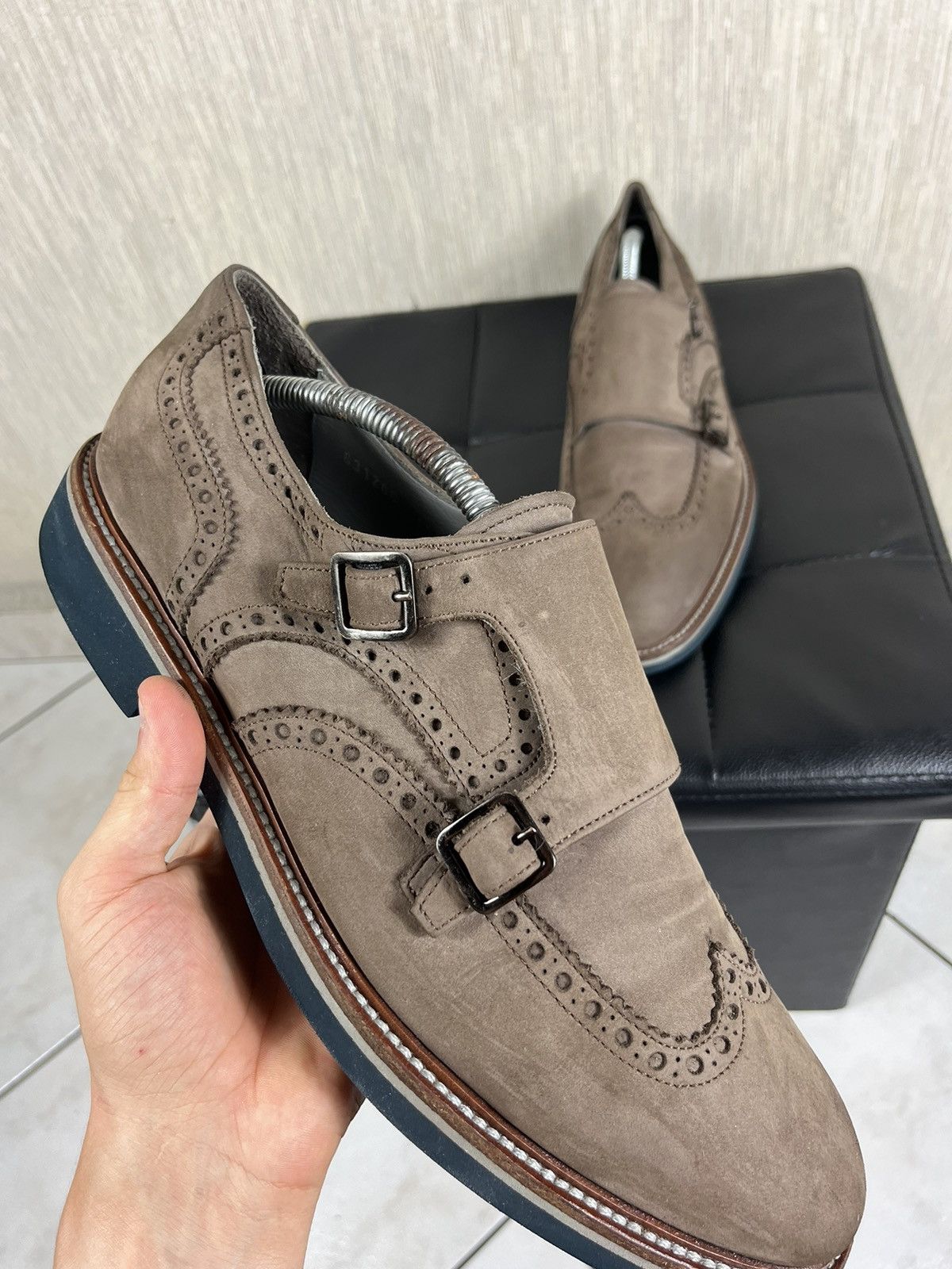 Canali × Designer Canali Italy monk strap leather shoes classic suede loafers Size US 12 / EU 45 - 9 Thumbnail