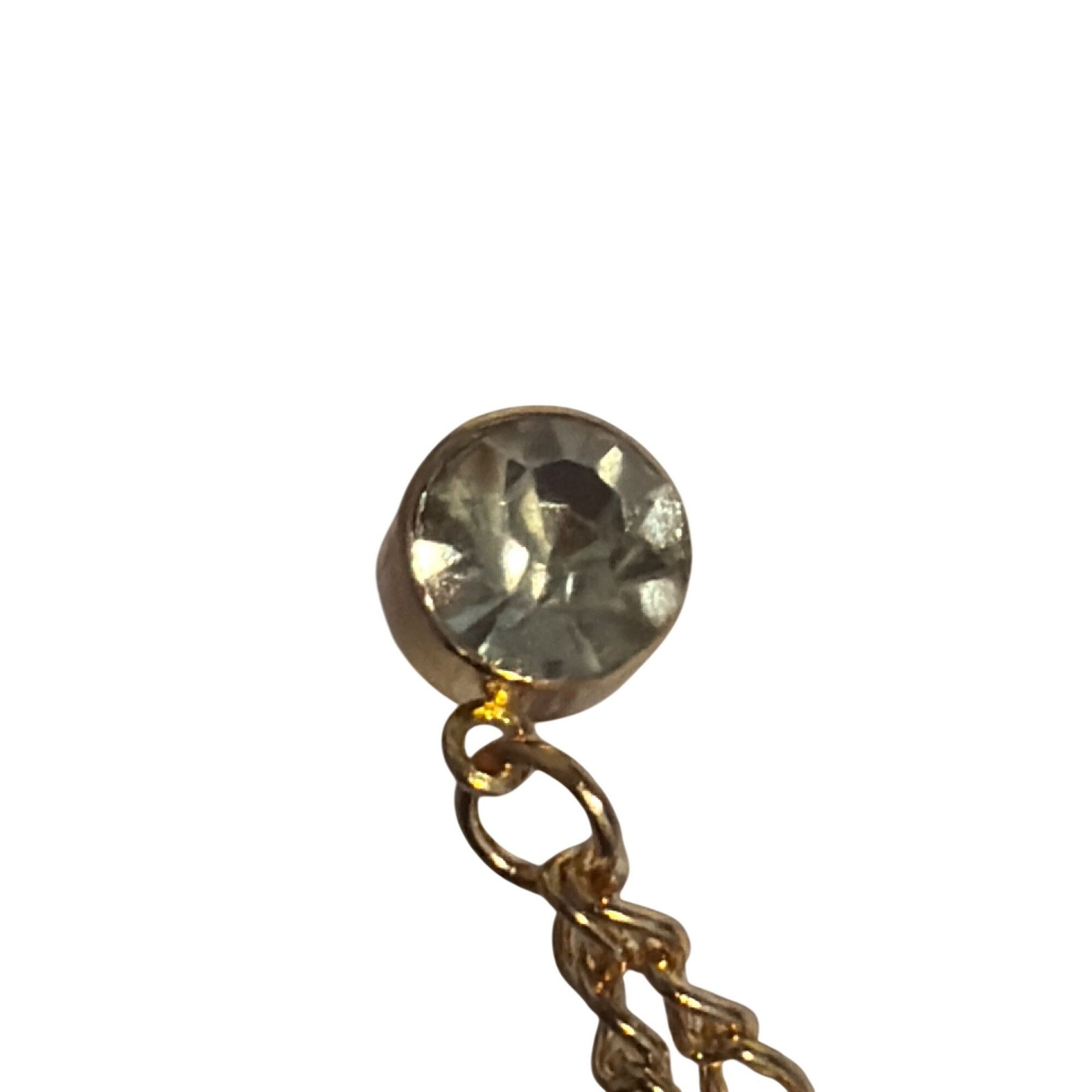Other Gold Tone Crown Brooch Lapel Pin Black Gemstones Dual Chain Size ONE SIZE - 3 Thumbnail