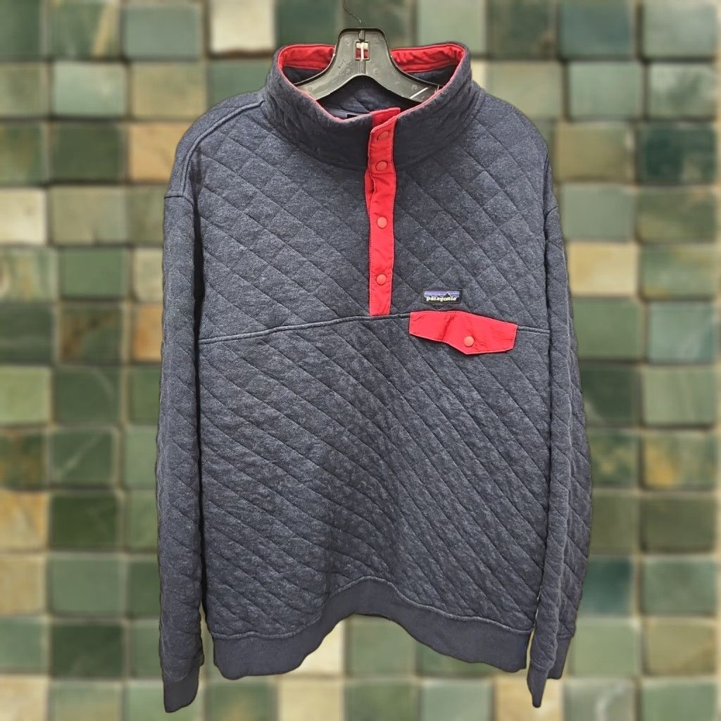 Patagonia VINTAGE Patagonia Cotton Quilt Snap-T Pullover Mens XL Blue Long Sleeve Size US XL / EU 56 / 4 - 1 Thumbnail