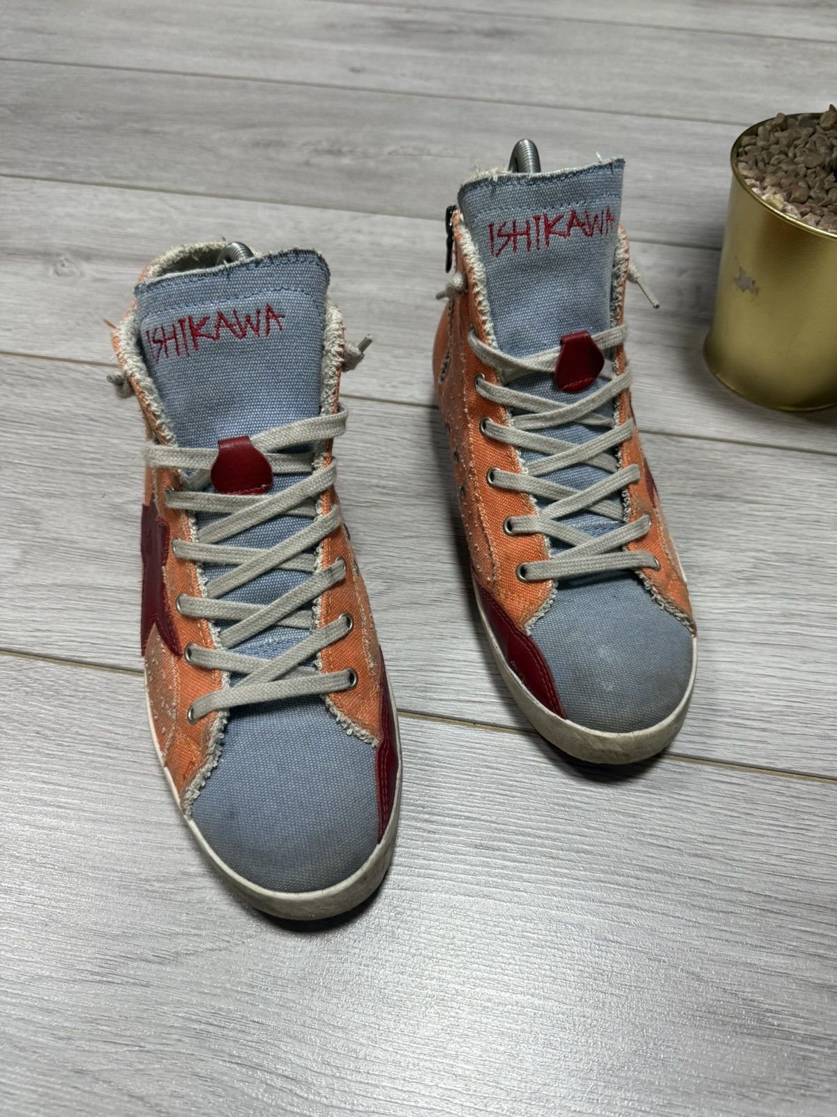 Vintage Ishikawa star Handmade Mid sneakers Golden goose style Size US 7 / EU 40 - 2 Thumbnail