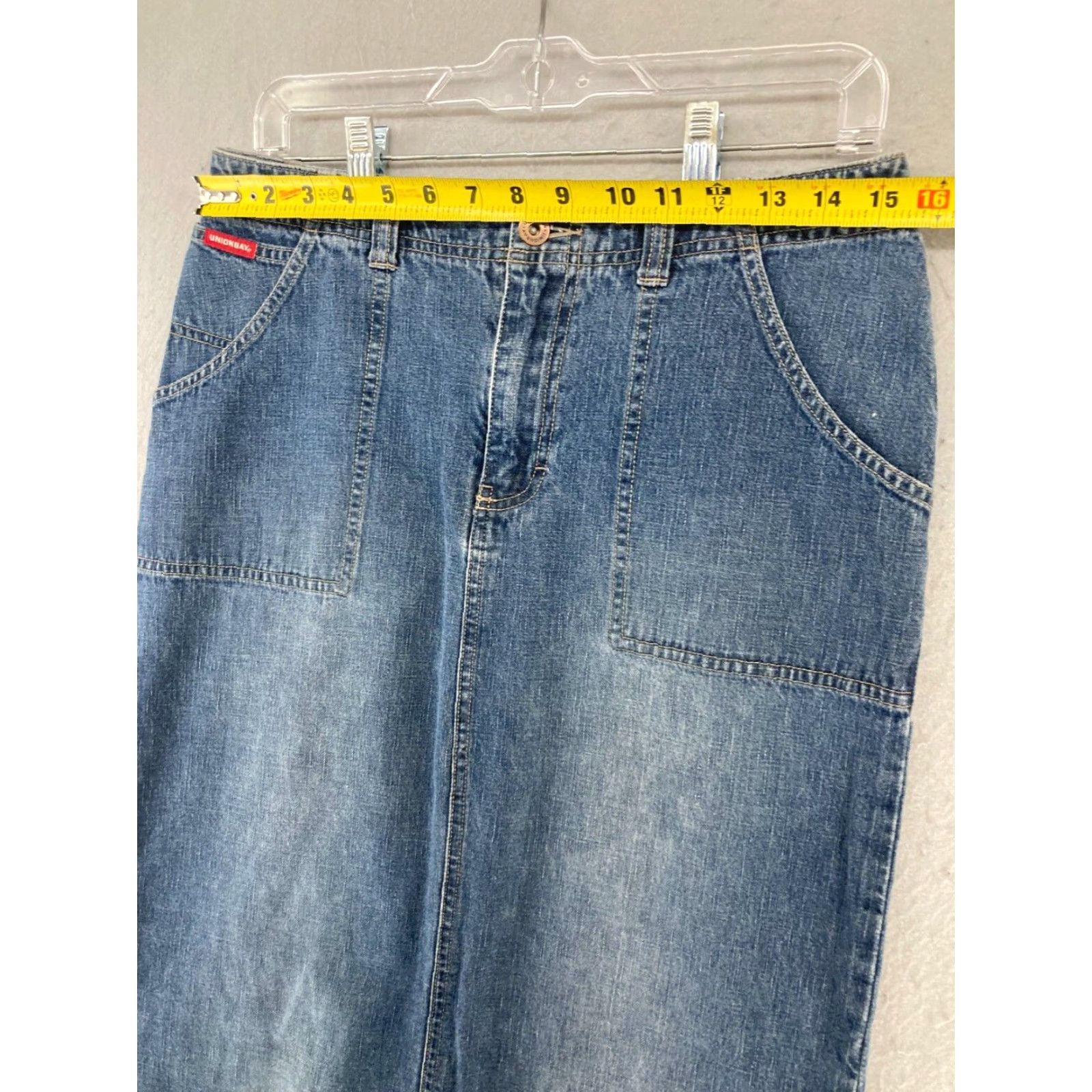 Vintage VINTAGE None UNIONBAY Women’s Maxi Skirt Casual Travel 7 Blue Denim 90s Womens Size 28" / US 6 / IT 42 - 2 Thumbnail