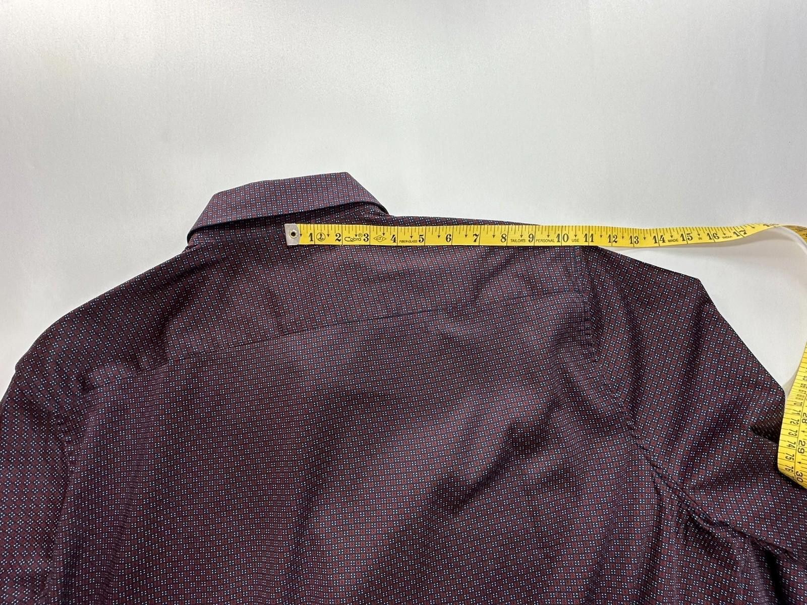 Elie Tahari Tahari Regular Fit Stretch Dress Shirt Maroon Mens 2XL Size 48R - 6 Thumbnail