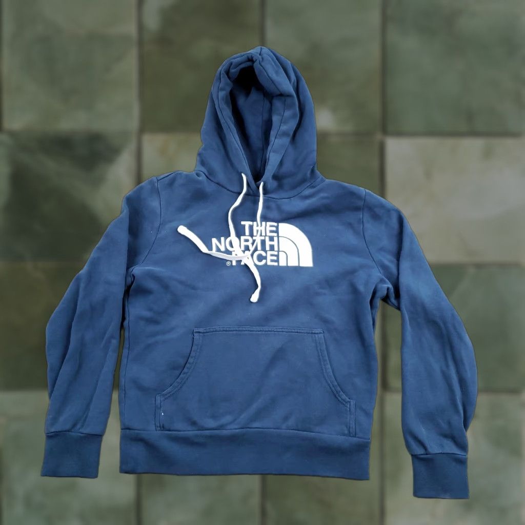 The North Face The North Face Hoodie Womens Small Blue Pullover Logo Sweatshirt Kangaroo Pocket Size S / US 4 / IT 40 - 1 Thumbnail