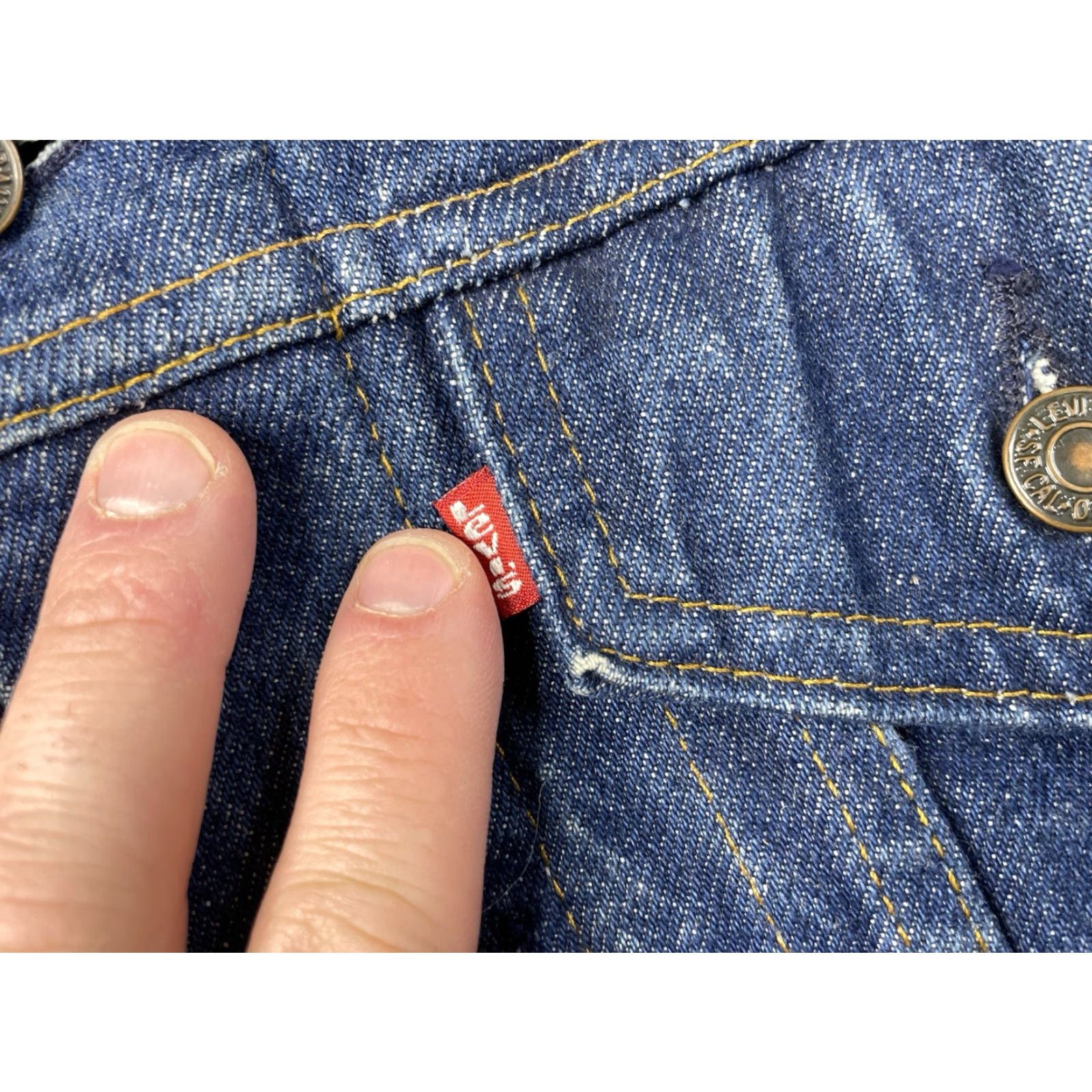 Denime VINTAGE Levis Denim Jacket 70411 0816 Flannel Lined Dark Denim Trucker Size 40R Blue 80s Men Regular Jacket Size US XXS / EU 40 - 6 Thumbnail