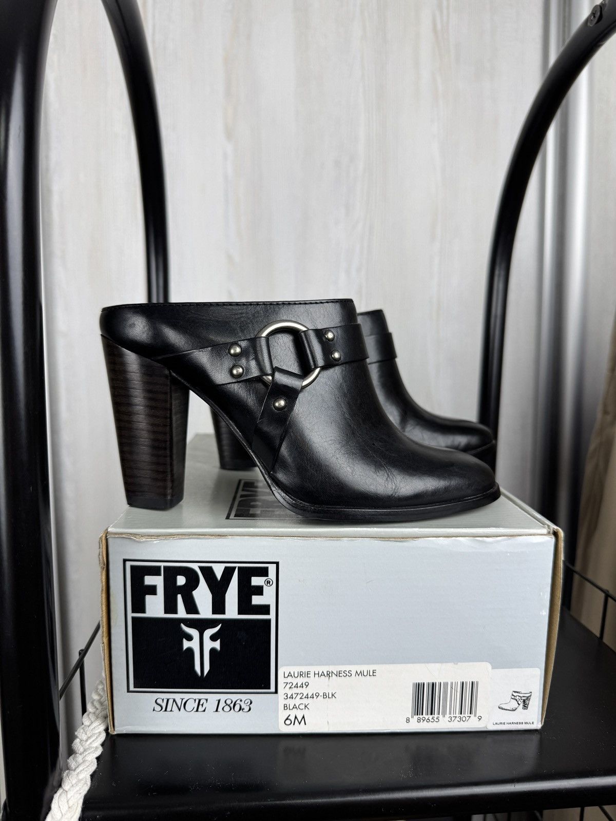 Frye Frye Laurie HarnessBlack leather Mules boots size 6 w box Size US 6 / IT 36 - 1 Thumbnail