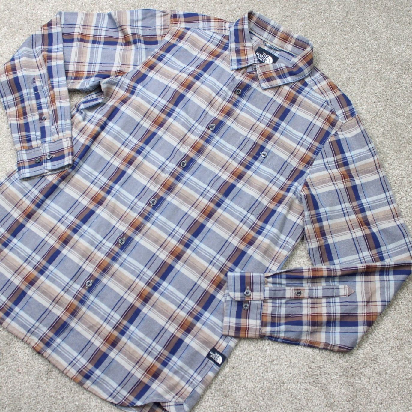 The North Face The North Face Shirt Mens Medium Brown/Blue Plaid Organic Cotton Long Sleeve Size US M / EU 48-50 / 2 - 3 Thumbnail