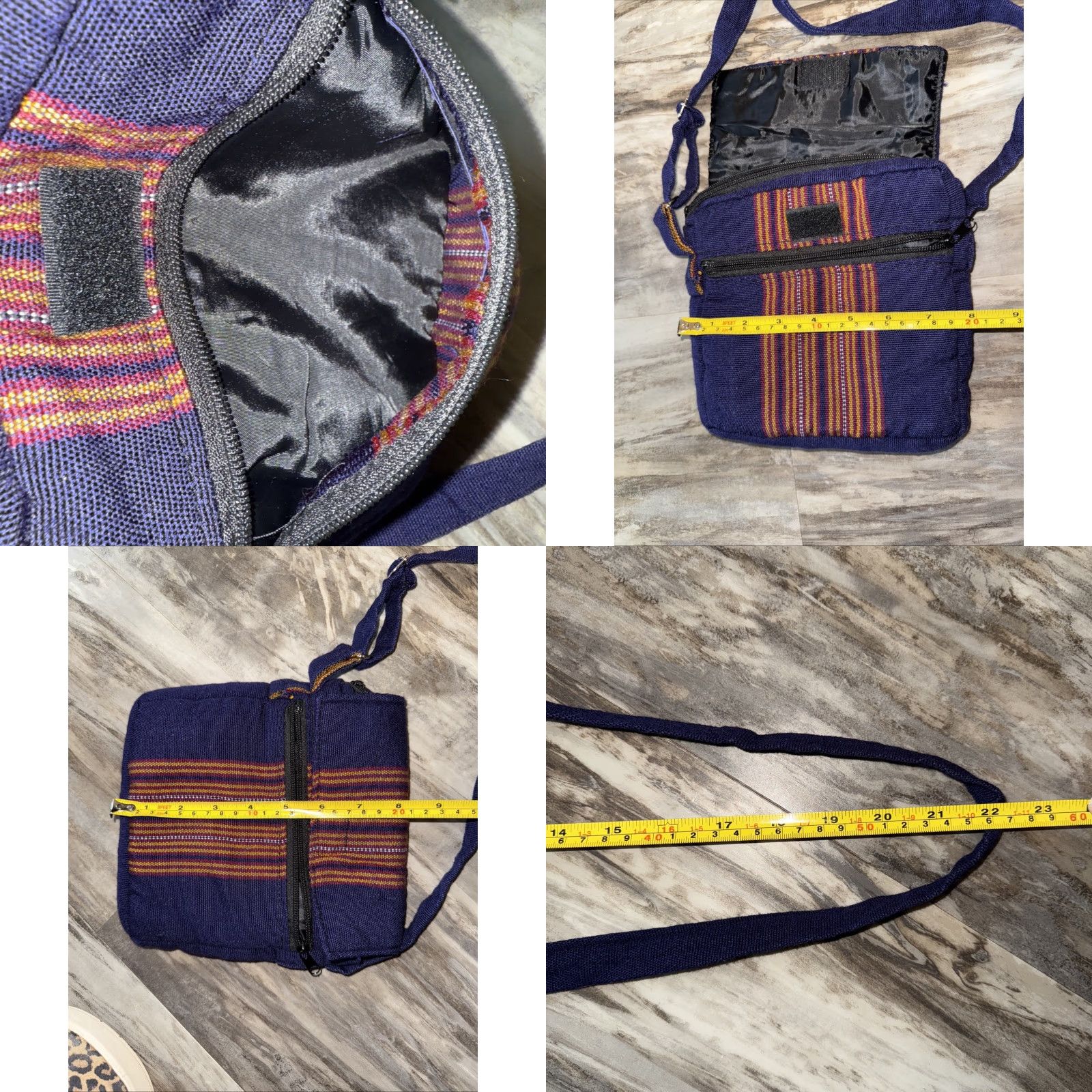 Vintage Unbranded Crossbody Bag Fabric Small 8x8 Blue Striped Travel Casual Adjustable Strap Womens Bags Size ONE SIZE - 8 Thumbnail