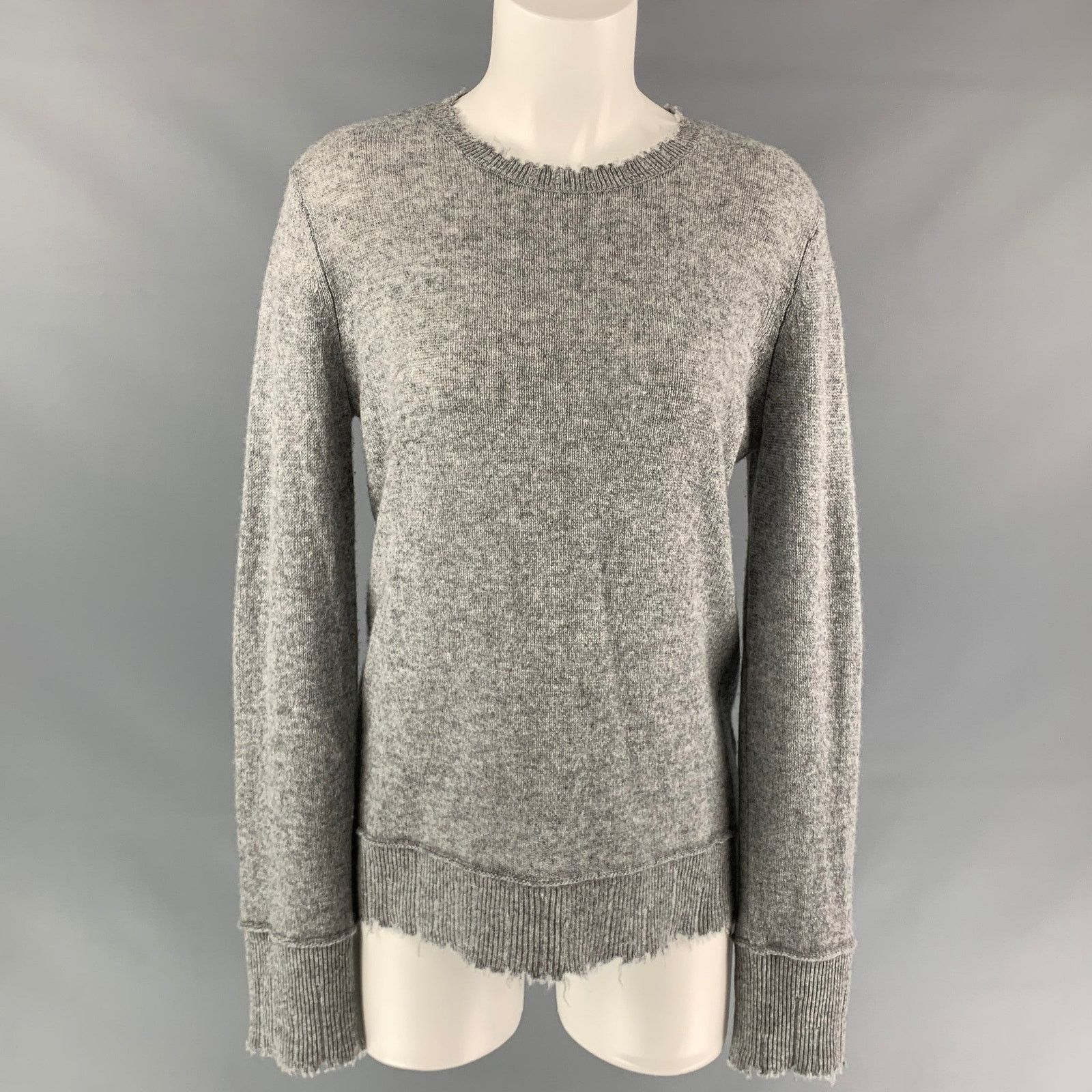 R13 R13 Size S Grey Heather Distressed Cashmere Sweater Size S / US 4 / IT 40 - 1 Thumbnail