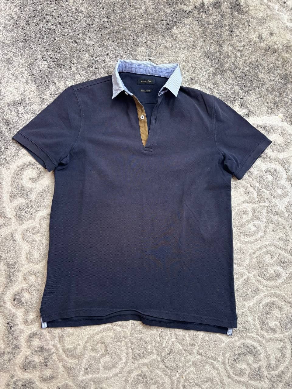 Massimo Dutti Massimo Dutti Contrast Collar Pique Polo - Navy - Size M Size US M / EU 48-50 / 2 - 3 Thumbnail