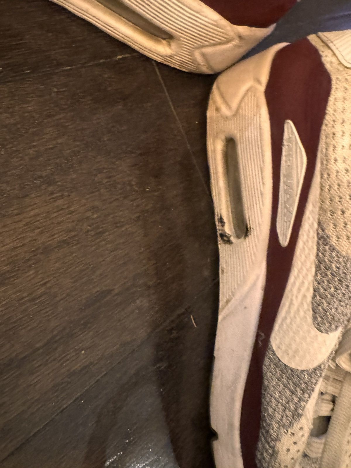 Nike Nike air max 90 flynit NIKEiD. Wht grey and a dark burgundy Size US 9 / EU 42 - 7 Thumbnail
