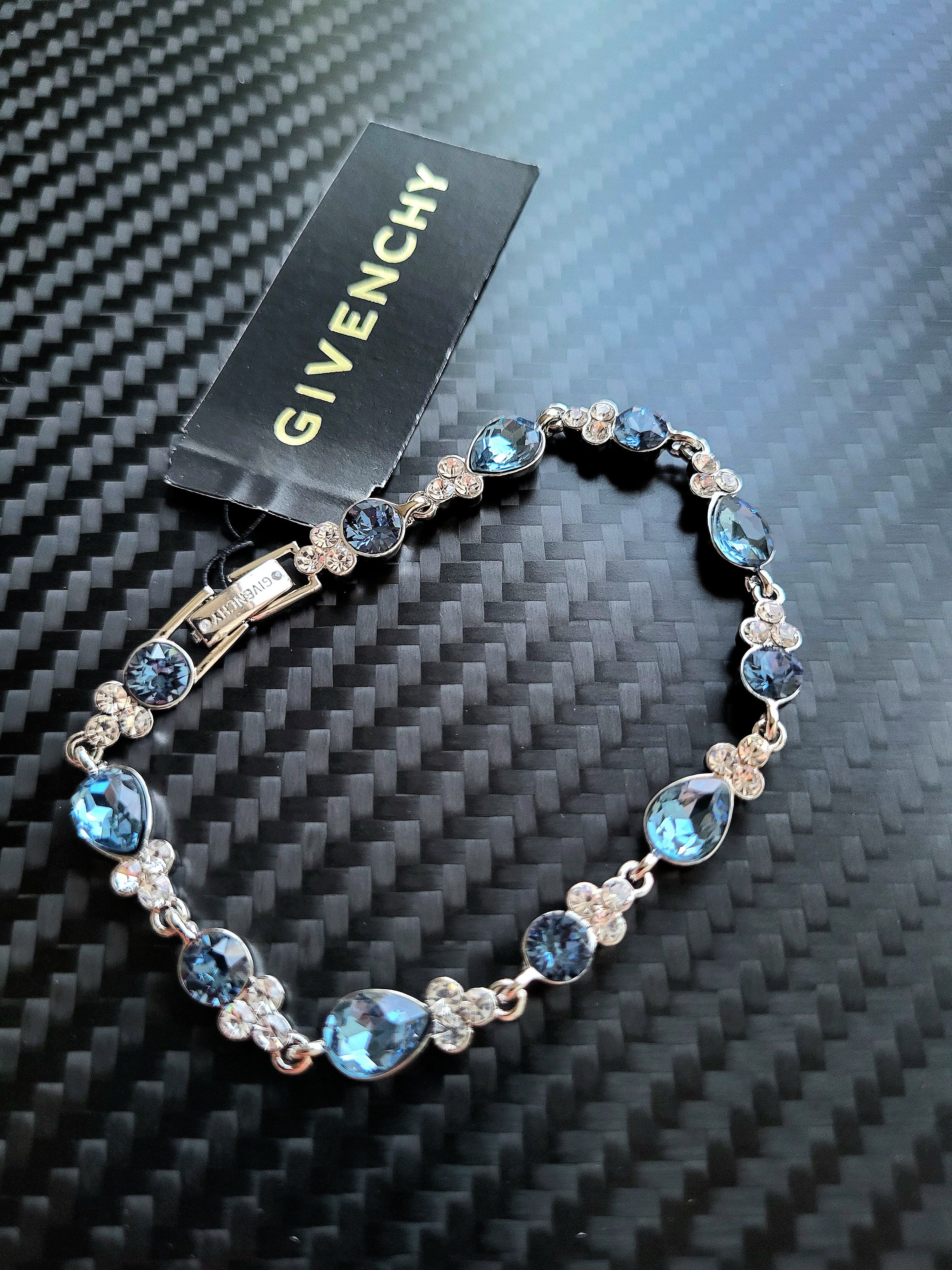 image of Givenchy Sapphire Pear Crystal Silver Bracelet, Men's