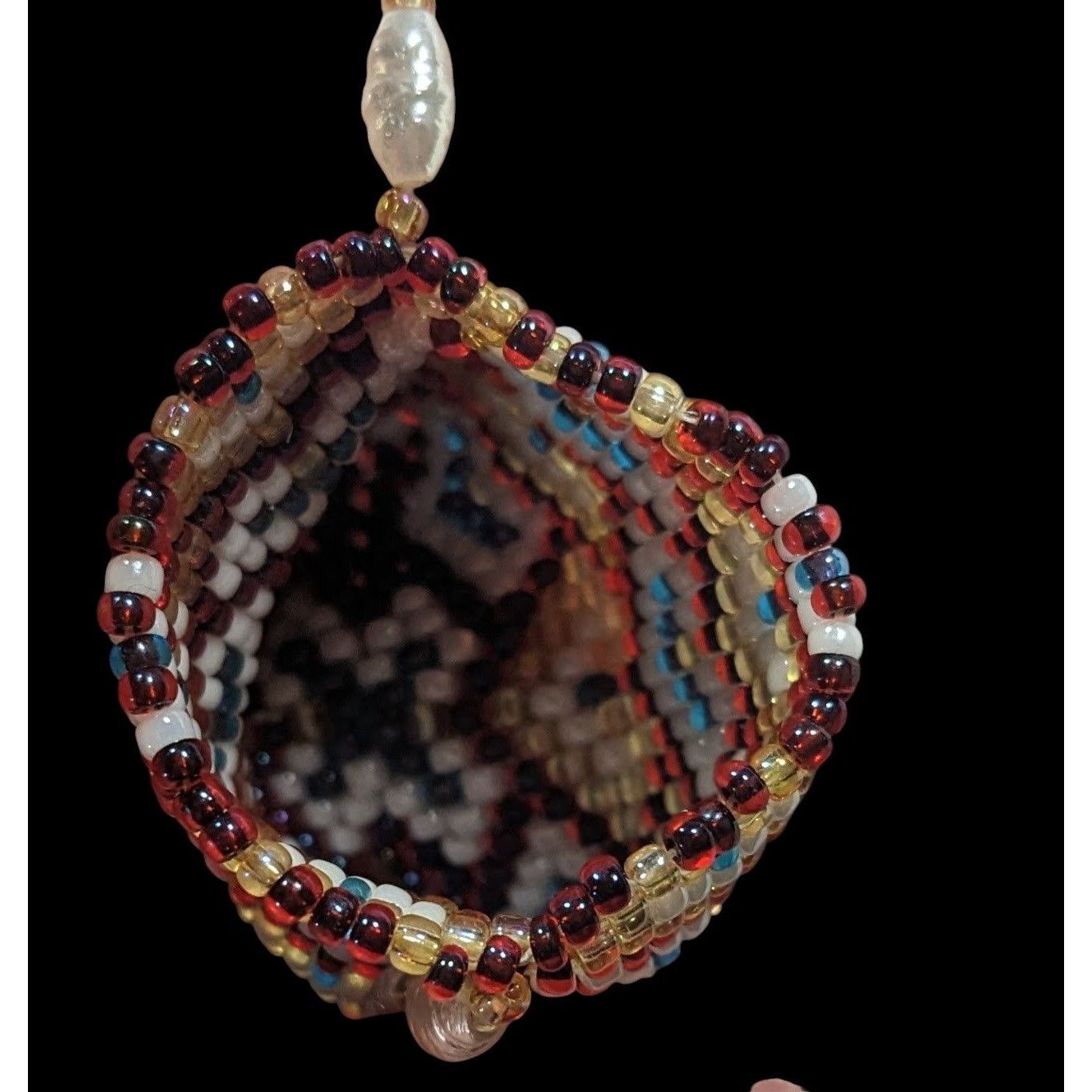 Other Hand Beaded Glass Amulet Bag Necklace With Heart Pattern Size ONE SIZE - 3 Thumbnail
