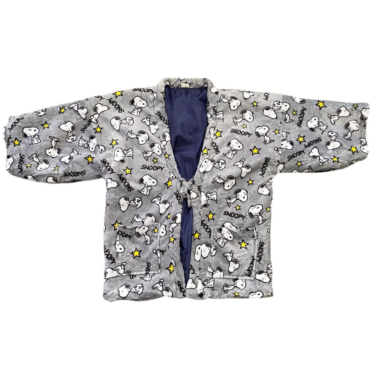 Vintage Snoopy Peanuts Padded Hanten Kimono Jacket Grey