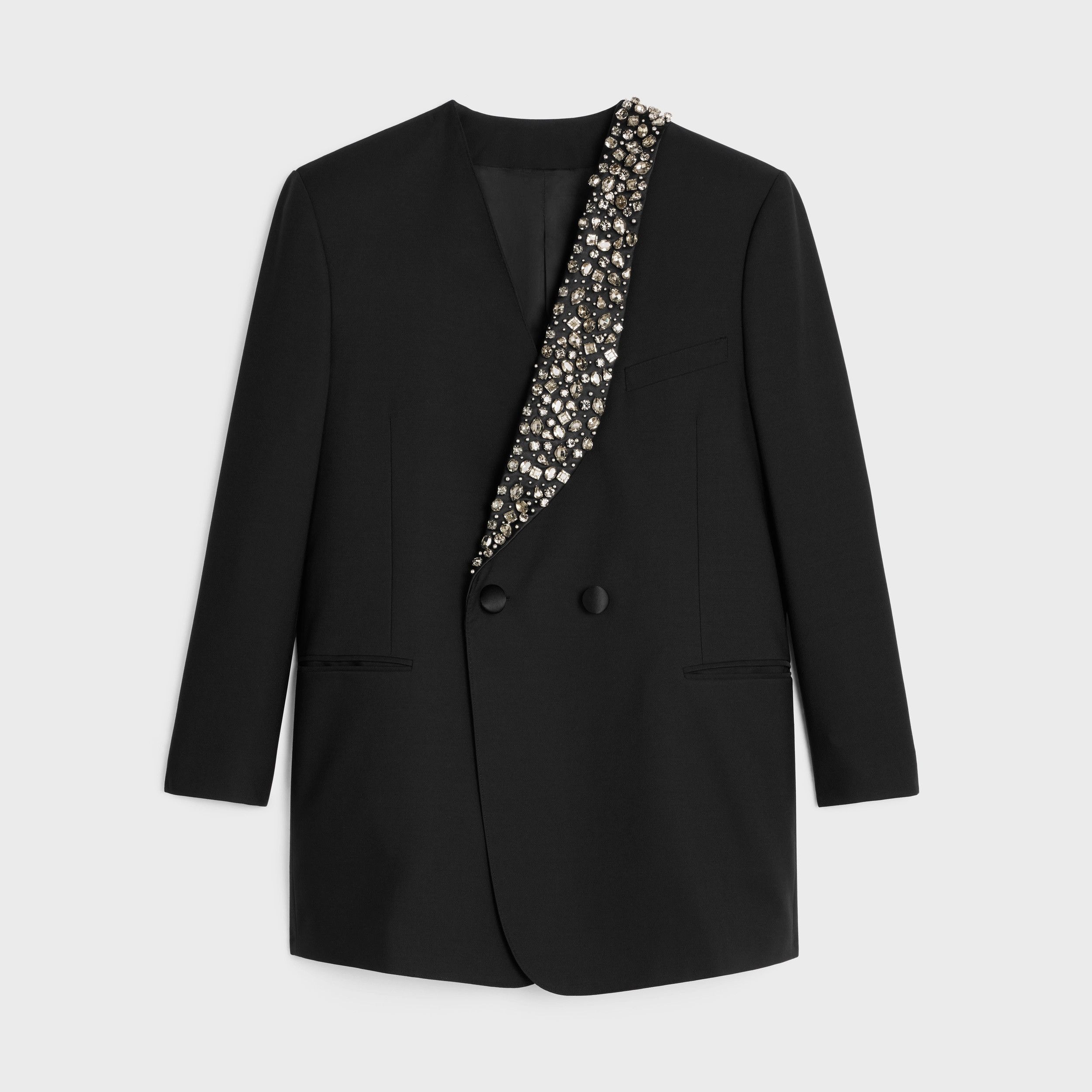 Boxy Tux Jacket - Stone/Stud Embroidery Grain De Poudre