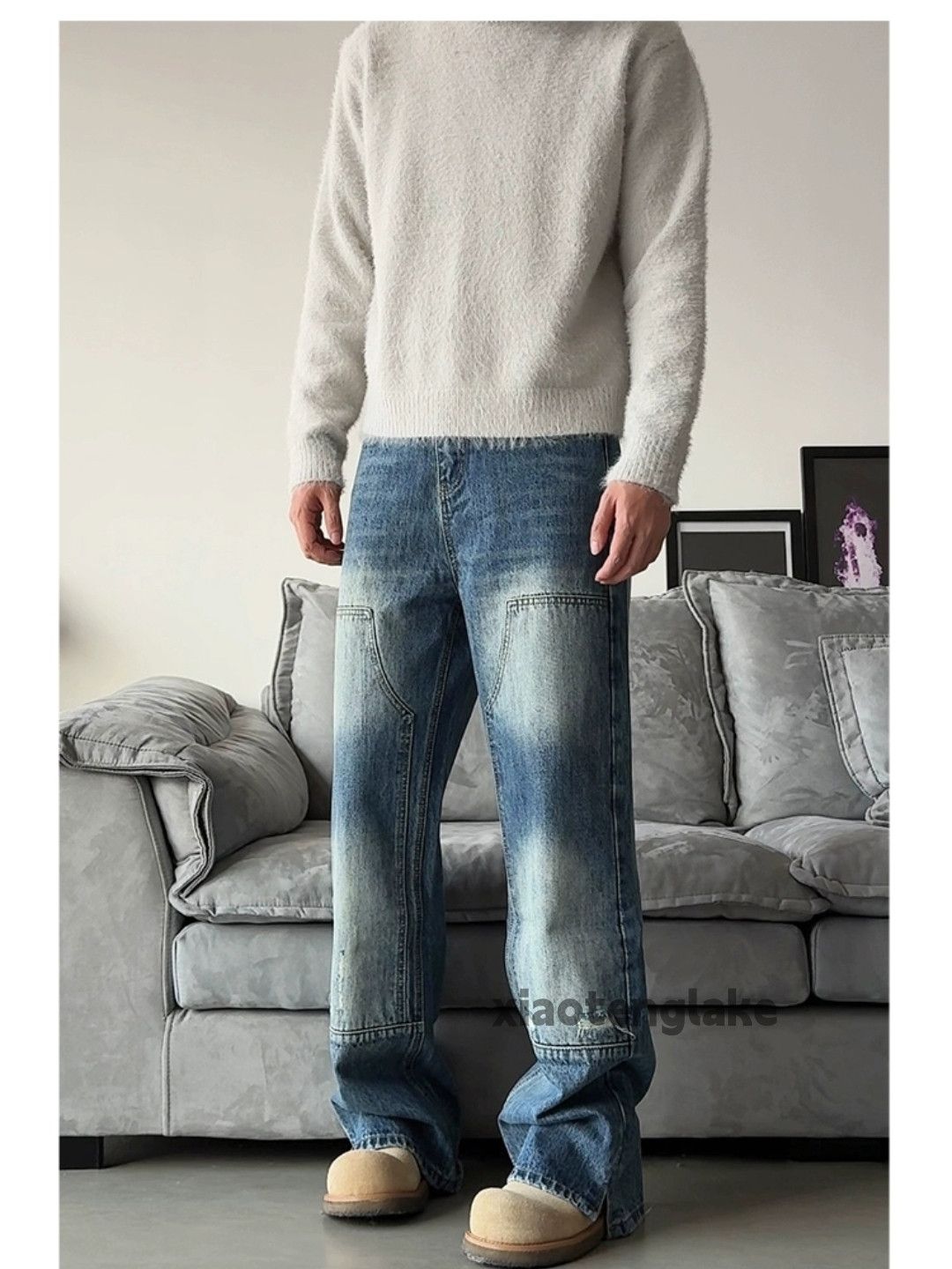 Jean × Vintage washed faded utility skate hiphop flared carpenter jeans Size US 32 / EU 48 - 5 Thumbnail