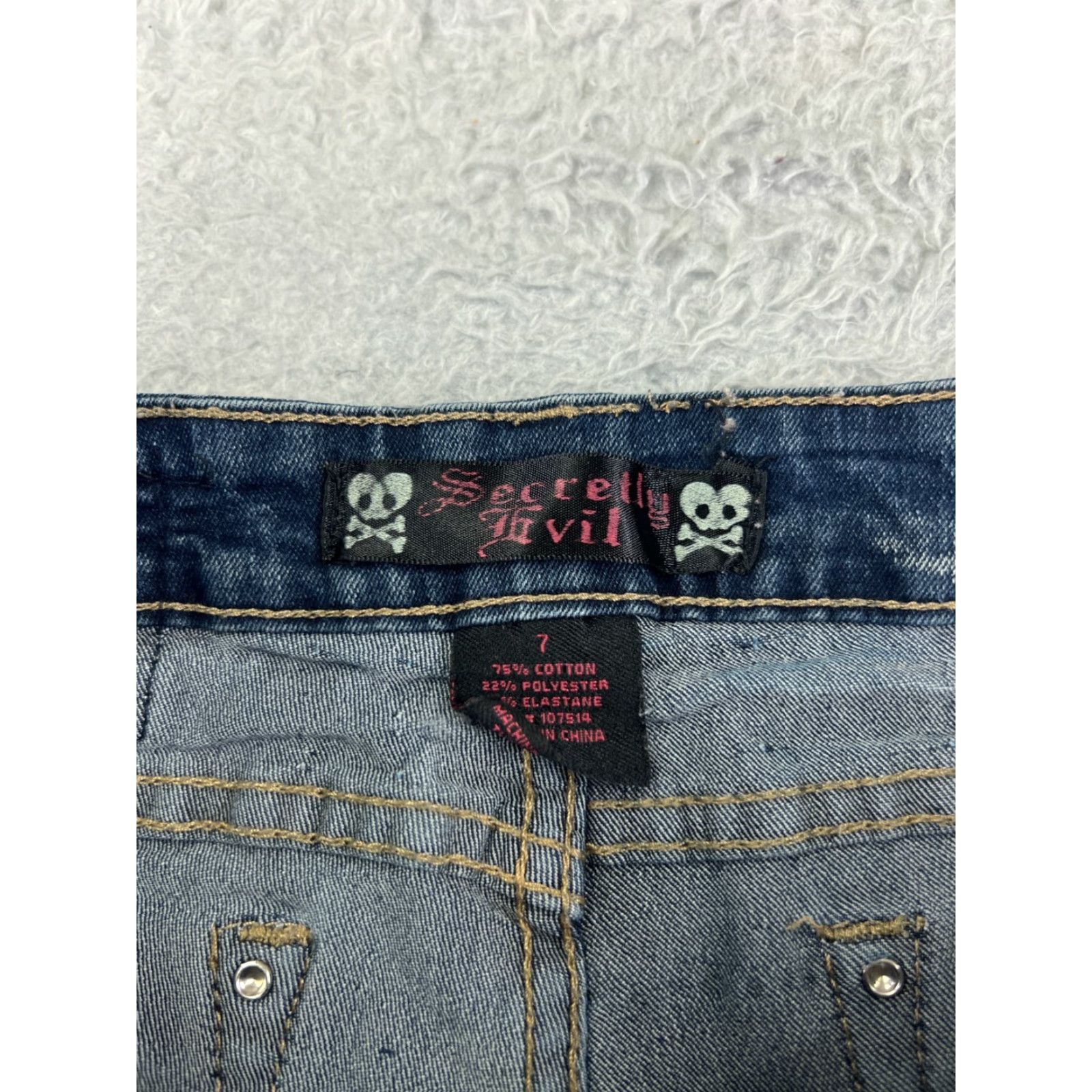 Denime Secretly Evil Jeans Womens Denin Skinny Blue 28x29 7 Low Rise 5-Pocket Cotton Denim Jeans Mens Womens Girls Size 28" / US 6 / IT 42 - 6 Thumbnail
