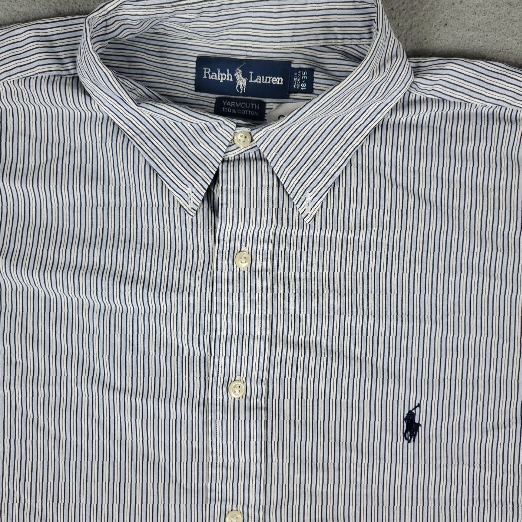 Ralph Lauren Ralph Lauren Dress Shirt Mens Size 18 Blue Striped Long Sleeve Button-Up Regular Fit Size 48R - 2 Thumbnail