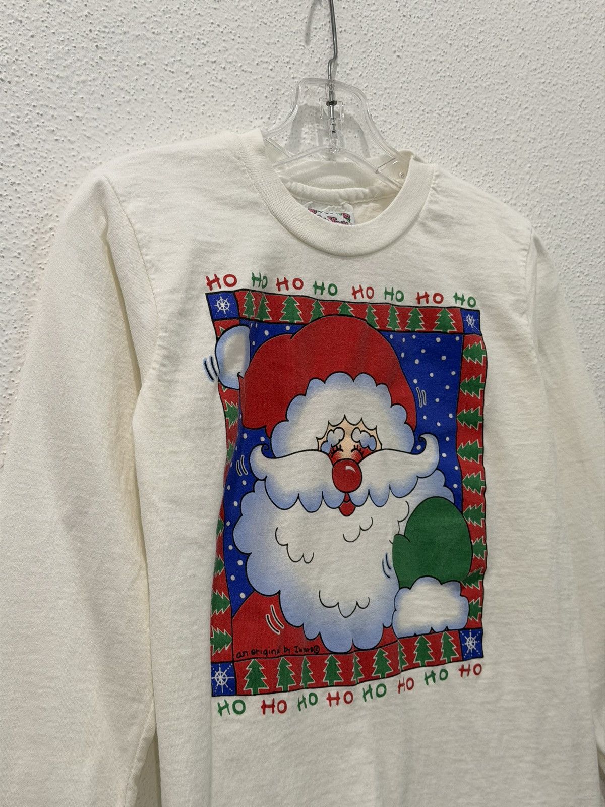 Vintage I'm Yours Designs Santa Christmas L/S TShirt Fits Women’s XS Size XS / US 0-2 / IT 36-38 - 3 Thumbnail