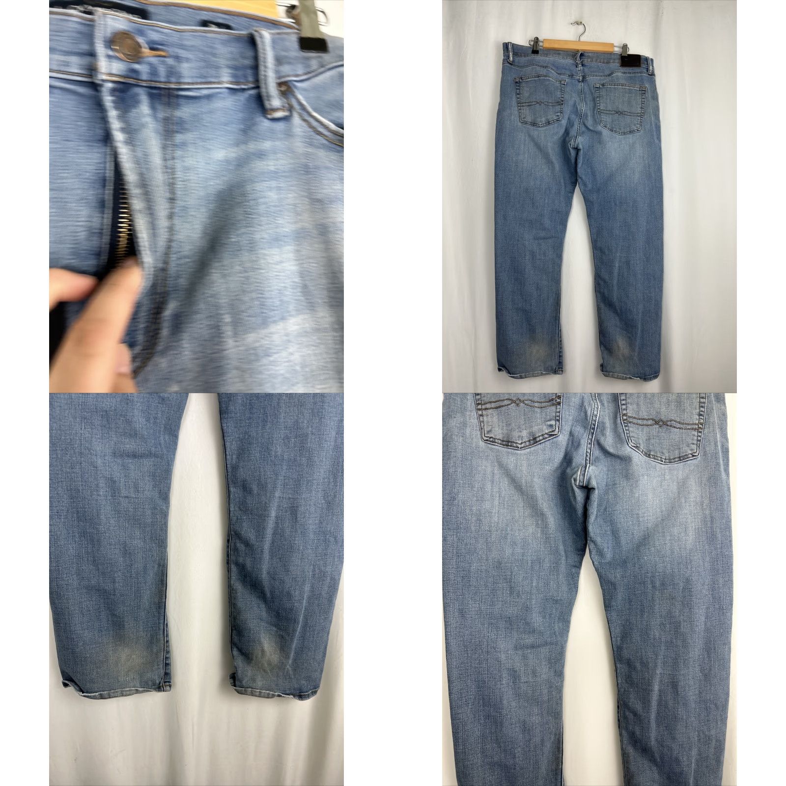 Lucky Brand Lucky Brand 363 Straight Jeans Mens 38x30 Light Wash Blue Stains Regular Inseam 30 Size US 38 / EU 54 - 8 Thumbnail