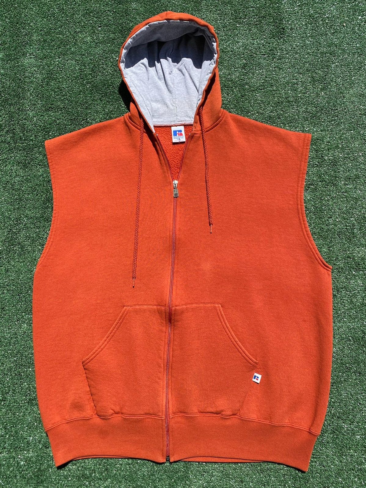Russell Athletic 90’s Russell Athletic Orange Full Zip Sleeveless Hoodie 2XL Size US XXL / EU 58 / 5 - 1 Thumbnail