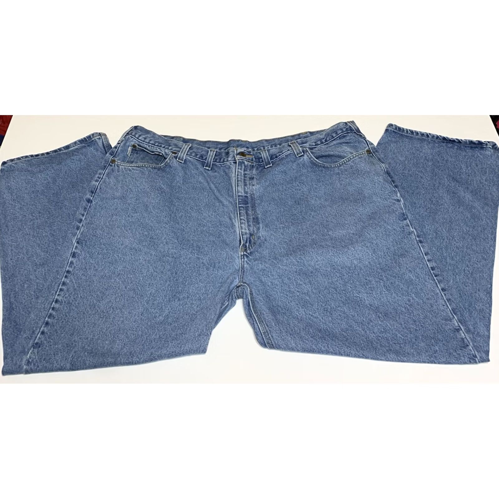 Carhartt VINTAGE Carhartt Mens Jeans 48x31 Relaxed Fit Work Blue 5-Pocket Denim Blue Carhartt Denim Mens Jeans Straight 48 in Waist 31 in Inseam Size US 32 / EU 48 - 2 Thumbnail