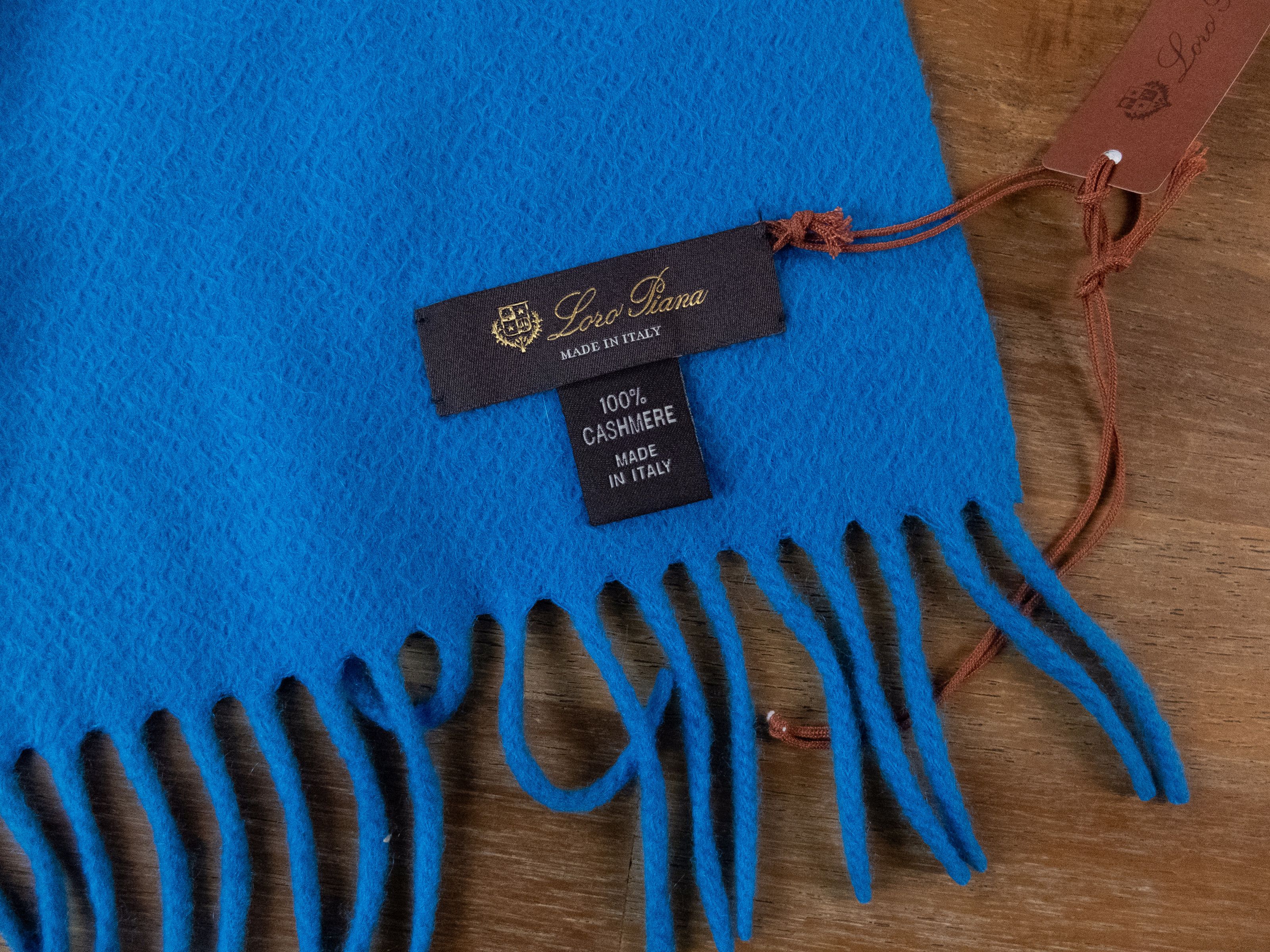 Loro Piana LORO PIANA solid blue knit pure cashmere scarf knitted Italy Size ONE SIZE - 4 Thumbnail
