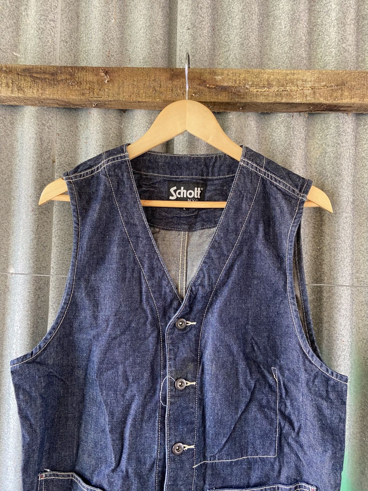 Schott Dark wash denim Schott vest Size US L / EU 52-54 / 3 - 2 Thumbnail