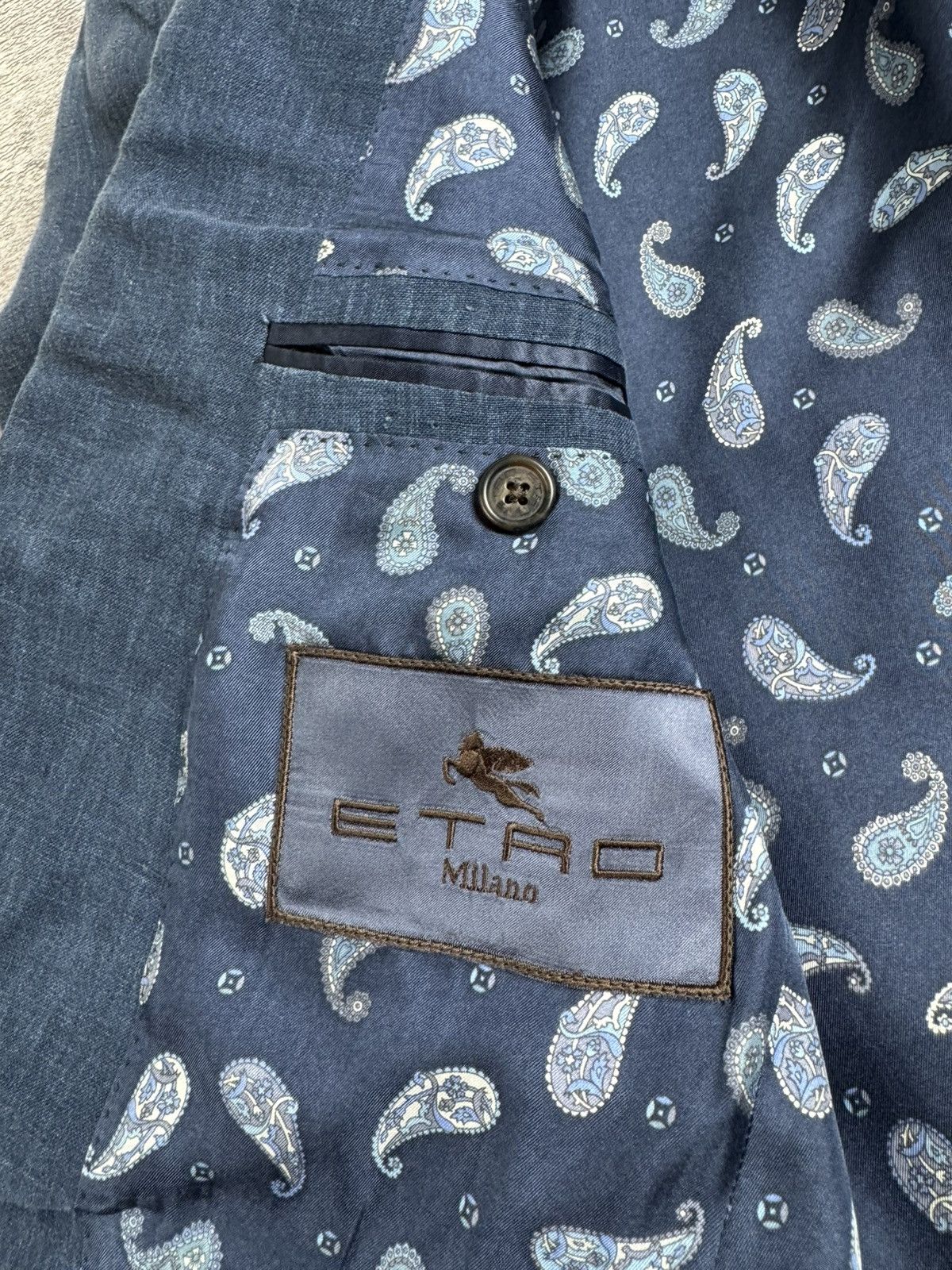 Etro Etro Milano 100% Linen 48R Size Classic Blue Men’s Blazer Jacket Trousers Suit Size 48R - 14 Thumbnail