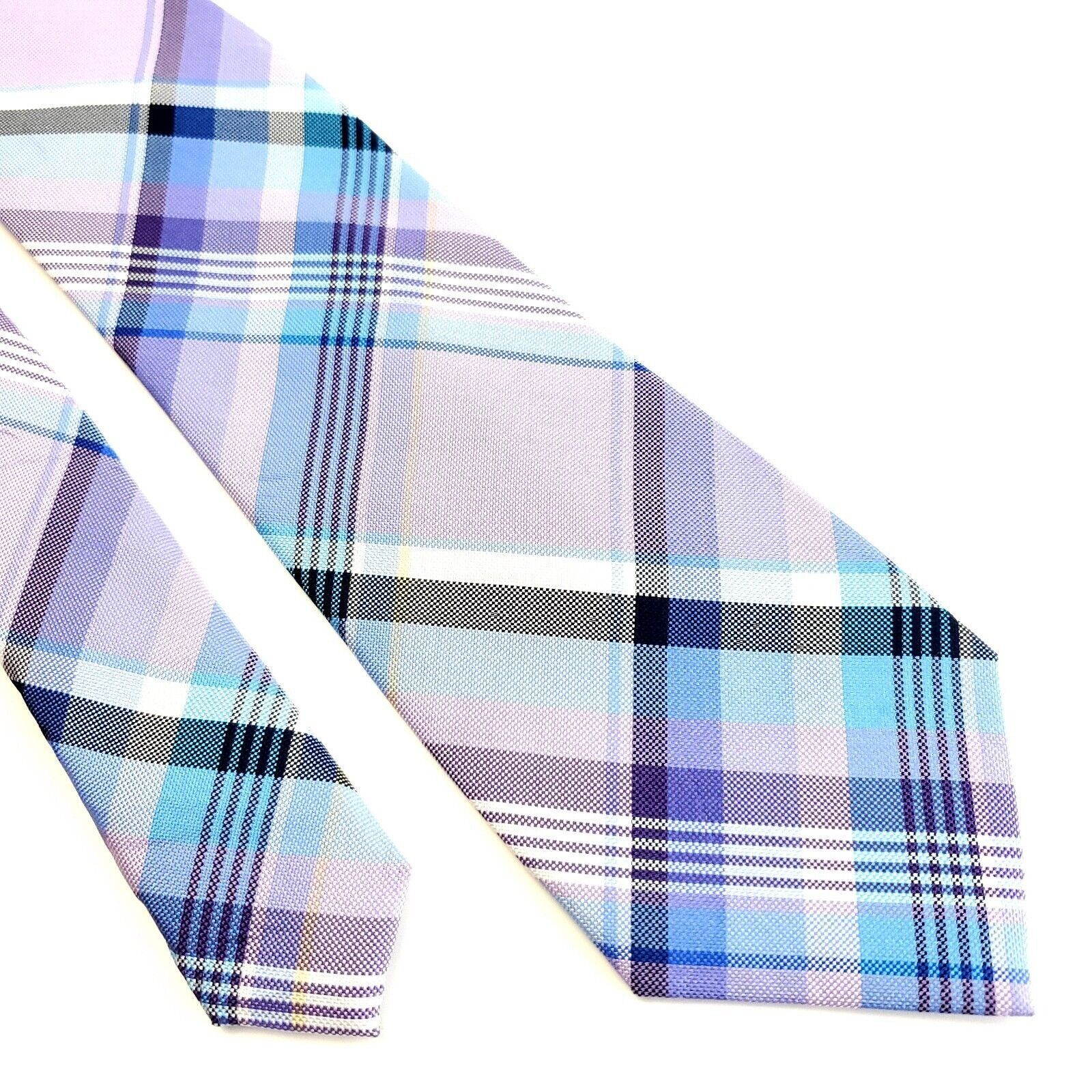 Tommy Hilfiger Tommy Hilfiger Purple Blue Plaid Woven Silk Tie Size ONE SIZE - 1 Thumbnail