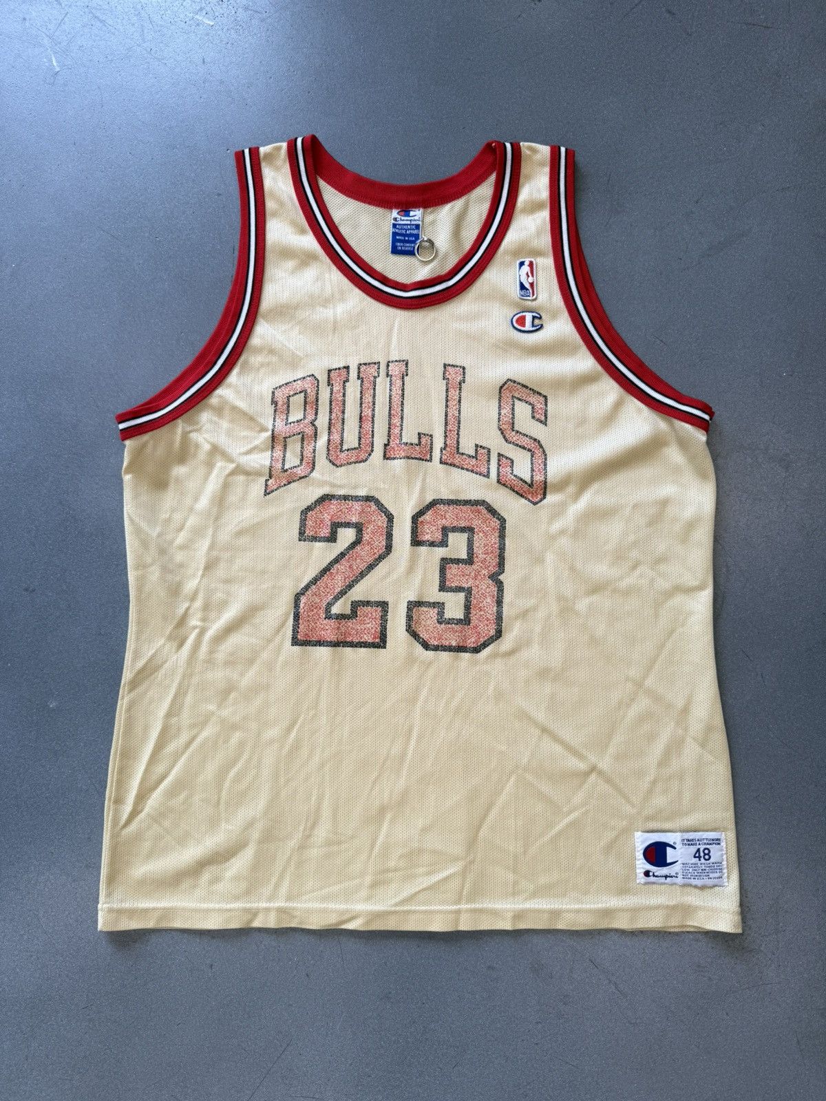 Champion × Vintage ‘90s Vintage Michael Jordan Chicago Bull Golden Patch Jersey Size US XL / EU 56 / 4 - 1 Thumbnail