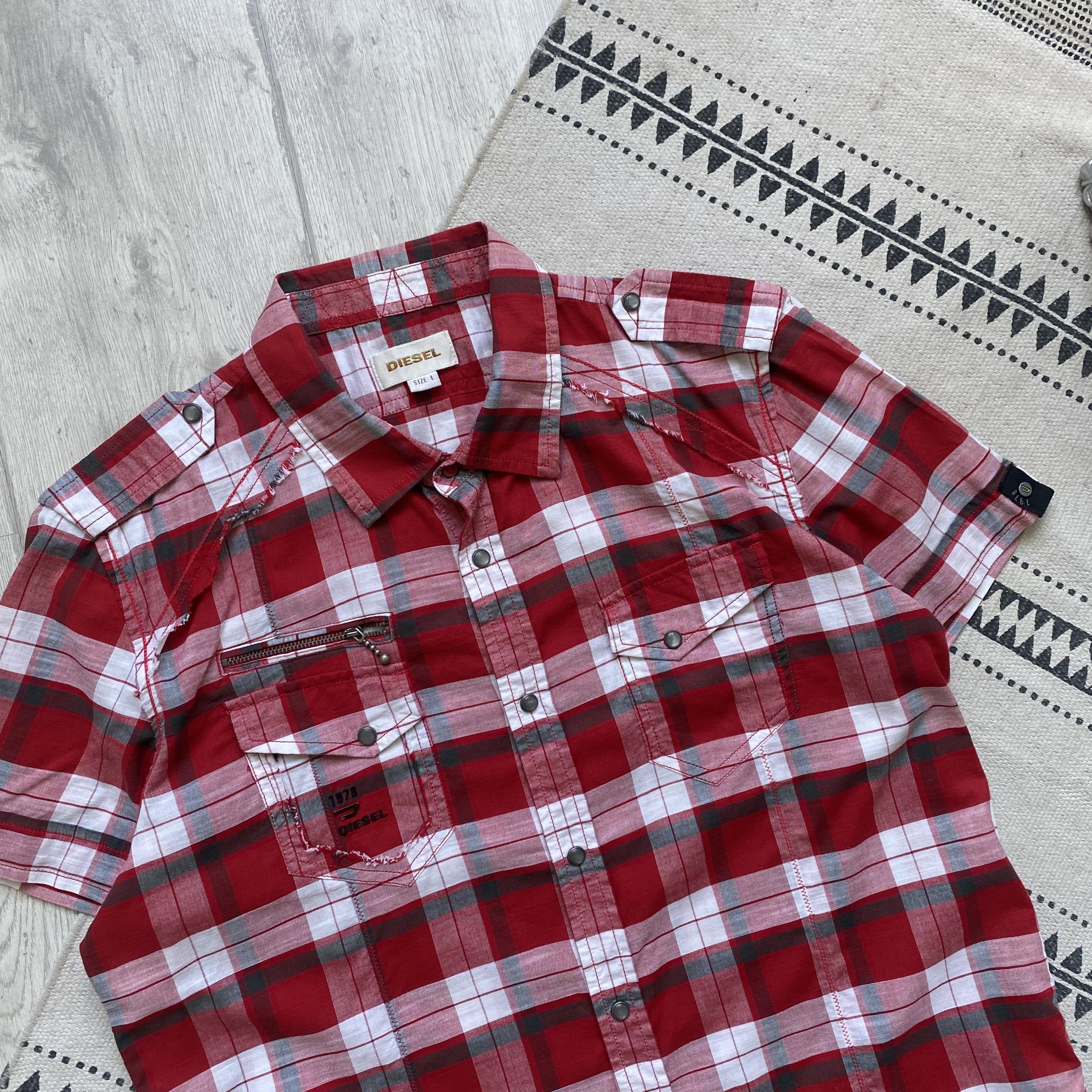 Diesel Vintage 00s Diesel Flannel shirt Short sleeve Y2K Size US M / EU 48-50 / 2 - 2 Thumbnail