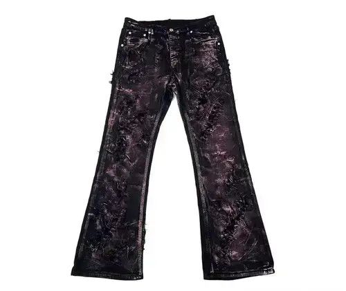 Japanese Brand × Jean Handmade niche punk rose gold wax coated micro-flared jeans Size US 32 / EU 48 - 1 Thumbnail