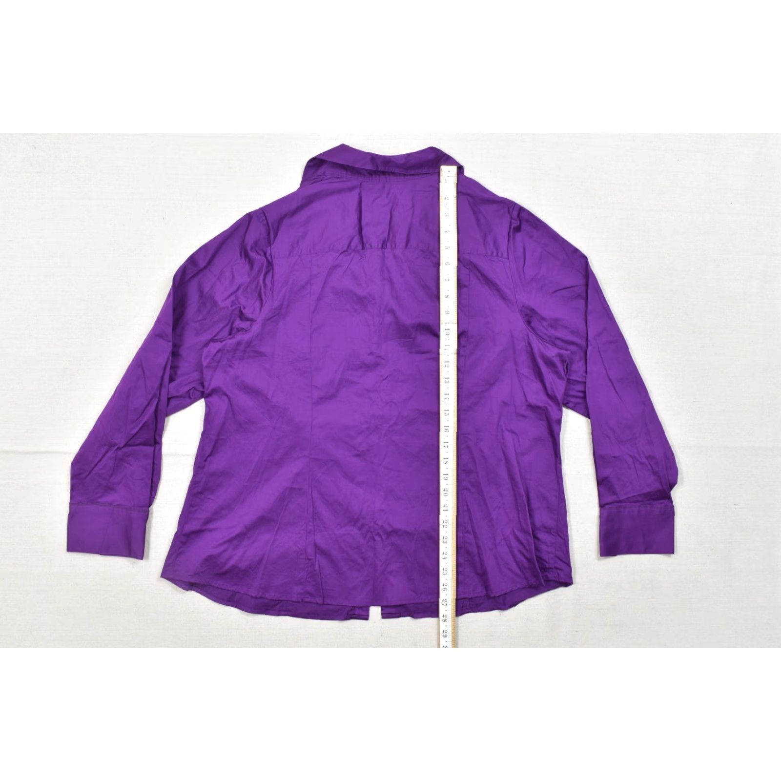 Vintage Lane Bryant Womens Plus Size 20 Purple Cotton Stretch Long Sleeve Button-Down Blouse Shirt Blouse Size 3XL / US 20-22 - 4 Thumbnail