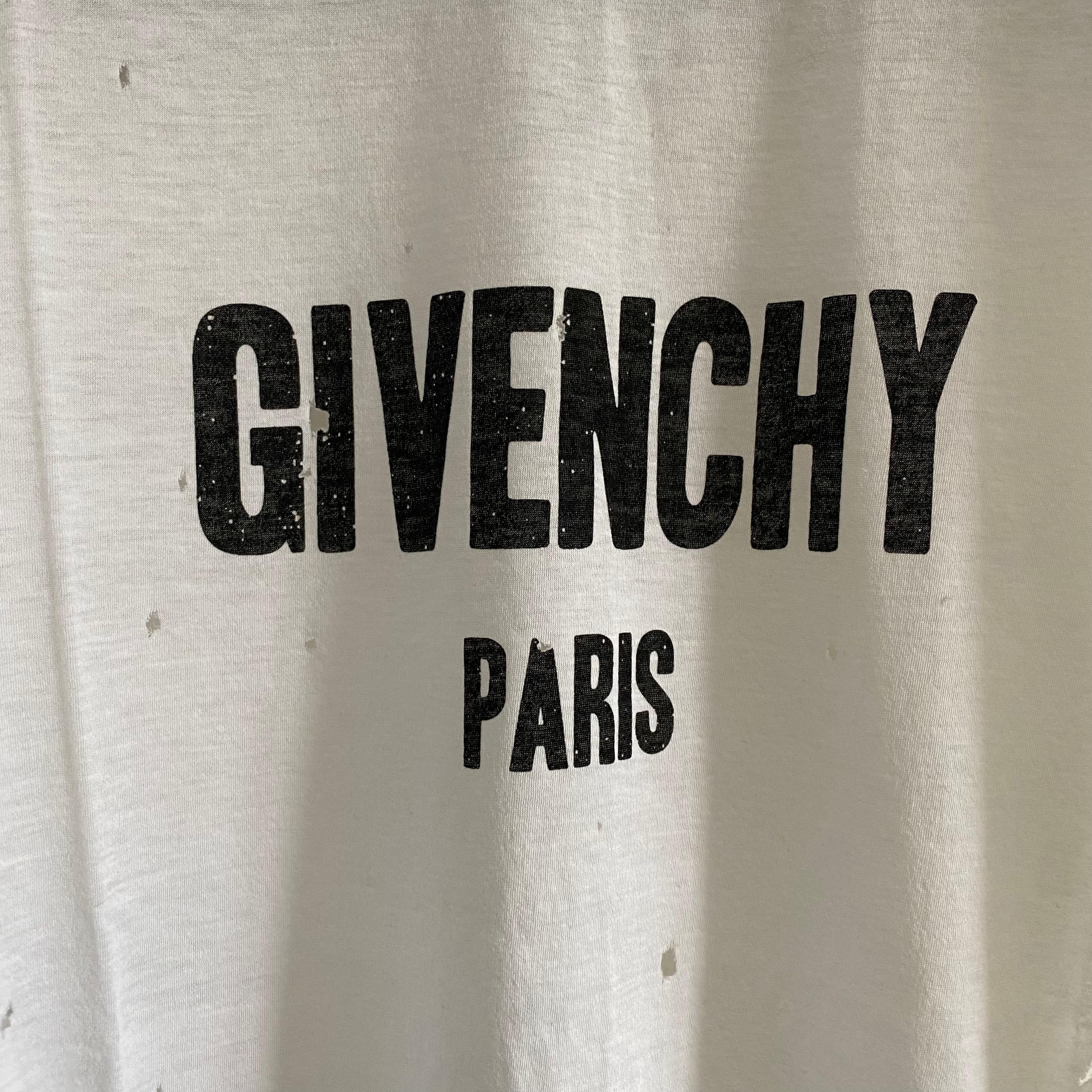 Givenchy White Pima Cotton Distressed Logo T-Shirt Size XS / US 0-2 / IT 36-38 - 6 Thumbnail