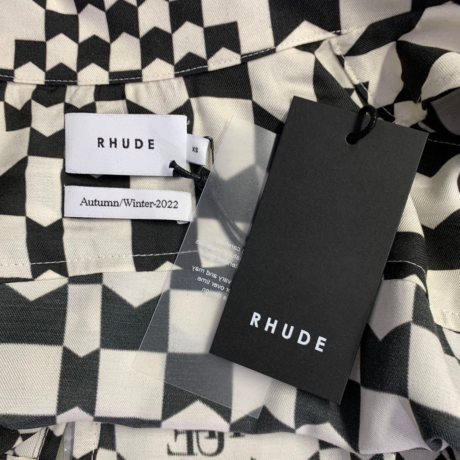 Rhude RHUDE AW22 Size XS Black White Tencel Short Sleeve Shirt Size US XS / EU 42 / 0 - 5 Thumbnail