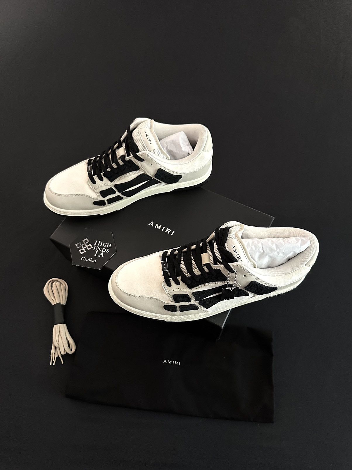 Amiri Amiri Beige Skel Low Top Sneakers Size US 14 / EU 47 - 1 Thumbnail
