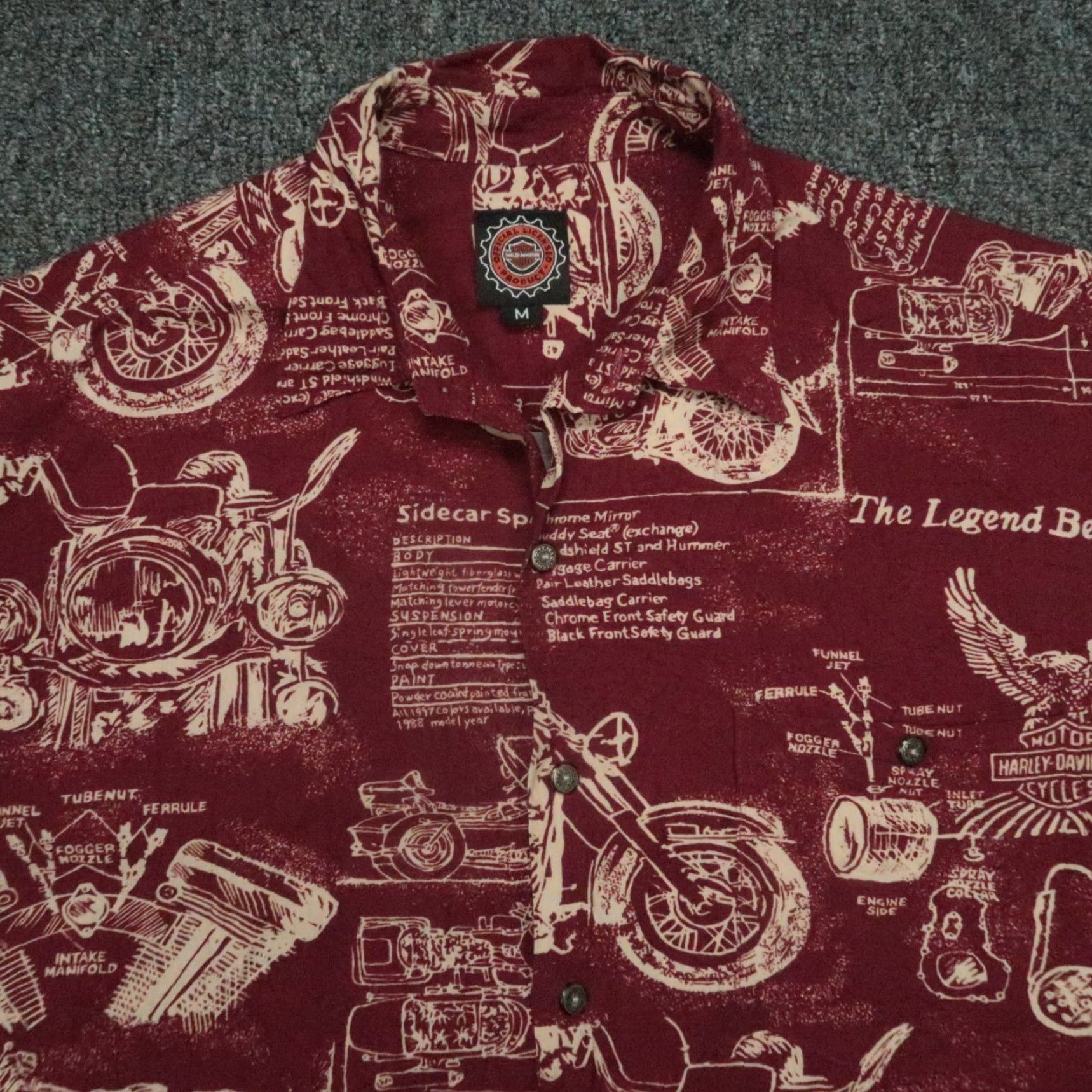 Harley Davidson VINTAGE Harley-Davidson Shirt Men M Red Short Sleeve Button-Up Geometric Vest Style USA M Size US M / EU 48-50 / 2 - 2 Thumbnail