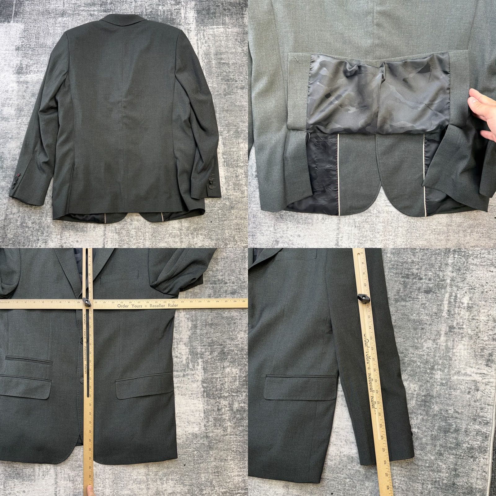 Vintage House of Howe Blazer Jacket 44 Gray Stretch Camo Lined Gentleman Smart Punk Mens Size 44R - 8 Thumbnail