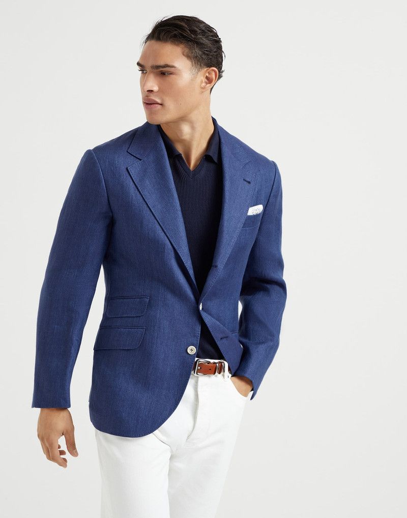 o1la1rc1a0326 Linen Chevron Deconstructed Cavallo Blazer