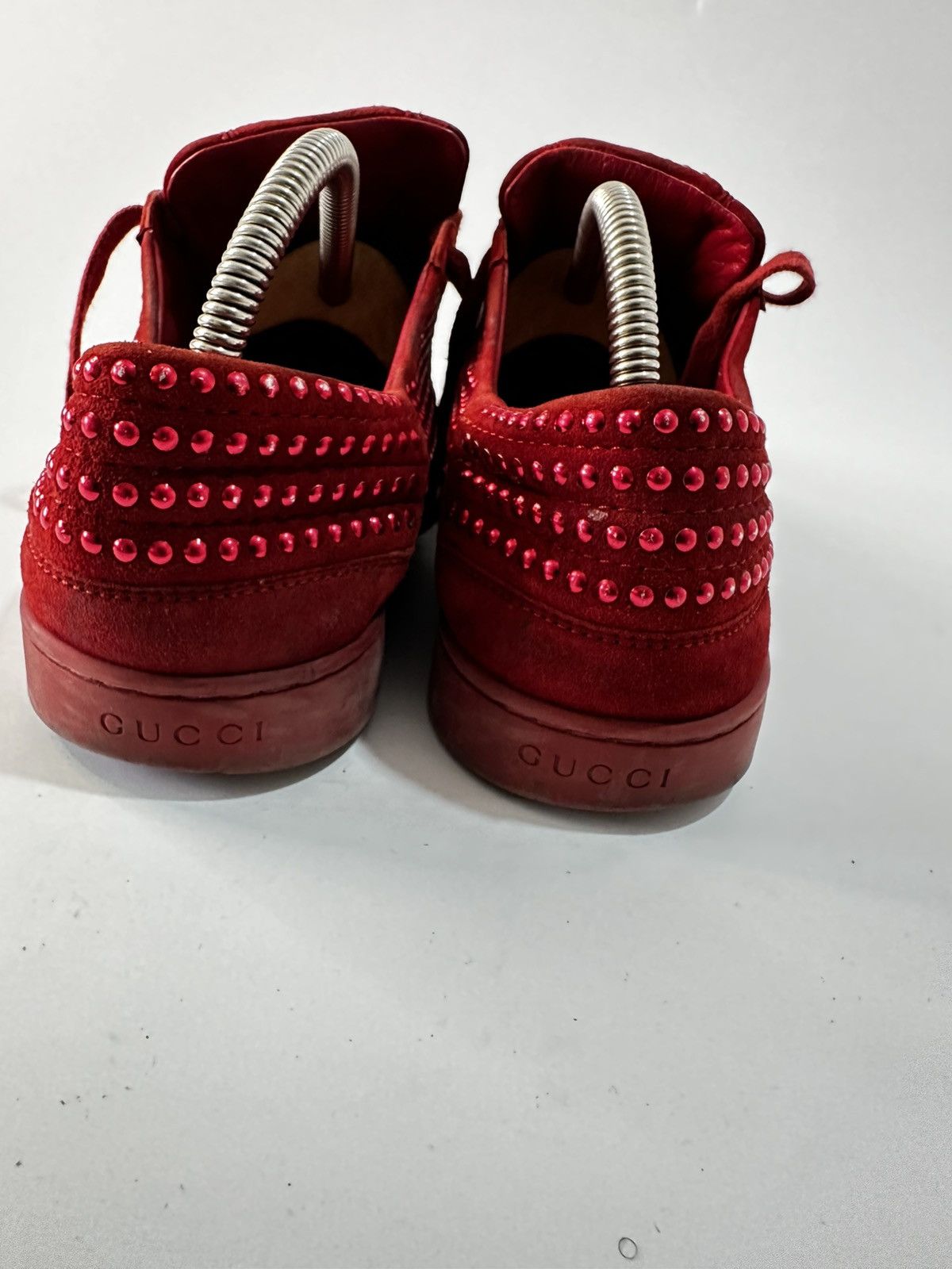 Gucci Gucci Red Suede Studded Limited Edition Low Top Sneakers. Size US 8 / EU 41 - 9 Thumbnail