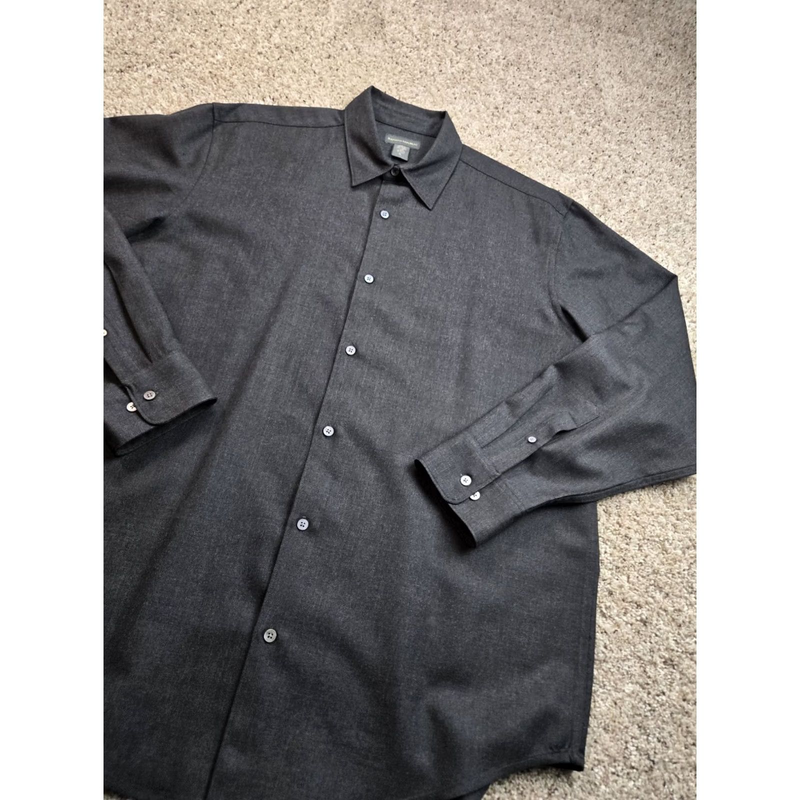 Banana Republic VINTAGE Banana Republic Shirt XL Mens Gray Wool Long Sleeve Button Up Y2K Size US XL / EU 56 / 4 - 2 Thumbnail