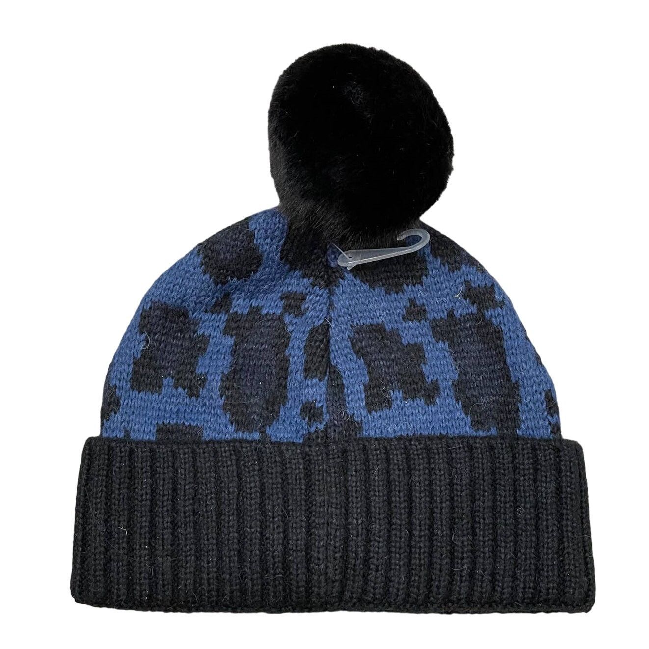 Kate Spade Kate Spade Meow Blue Black Leopard Winter Beanie Hat Size ONE SIZE - 2 Thumbnail