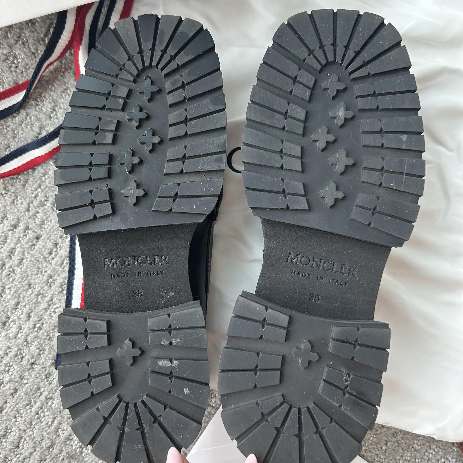 Moncler Moncler Women's Black Leather Loafers with Gold Accent Size US 8 / IT 38 - 7 Thumbnail