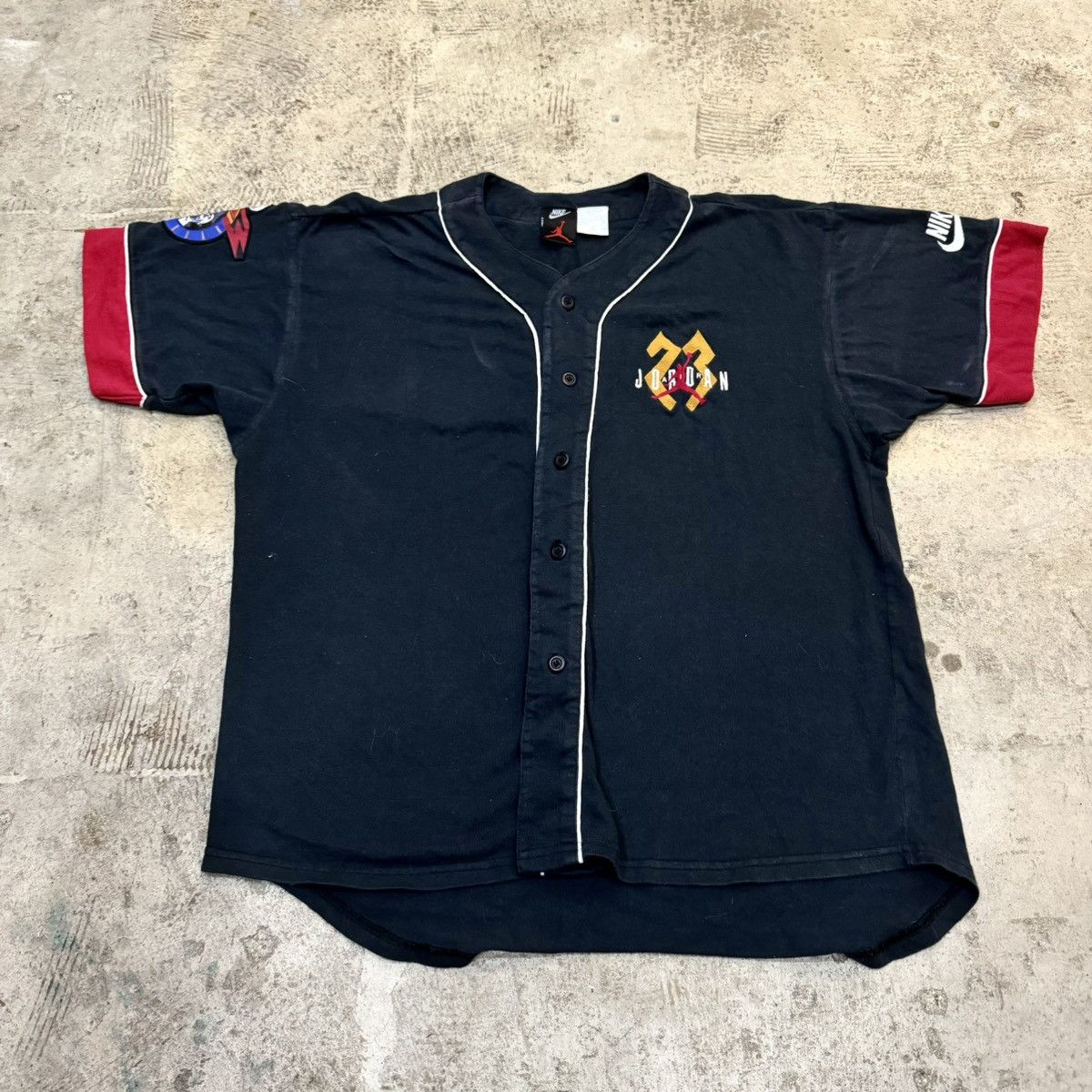 image of Jordan Nike Vintage Air Jordan Baseball Jersey! in Black, Men's (Size Large)