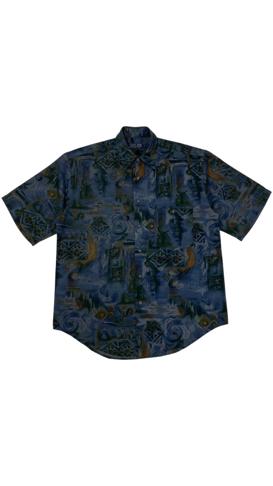 VTG 90s Abstract Dark Crazy Party Hawaiian Festival Shirt