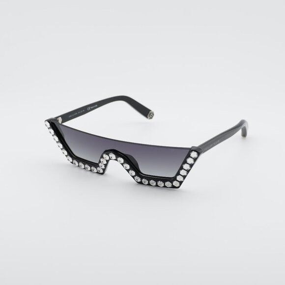 Philipp Plein SPP031S 0700 Sunglasses Black Shield Frame