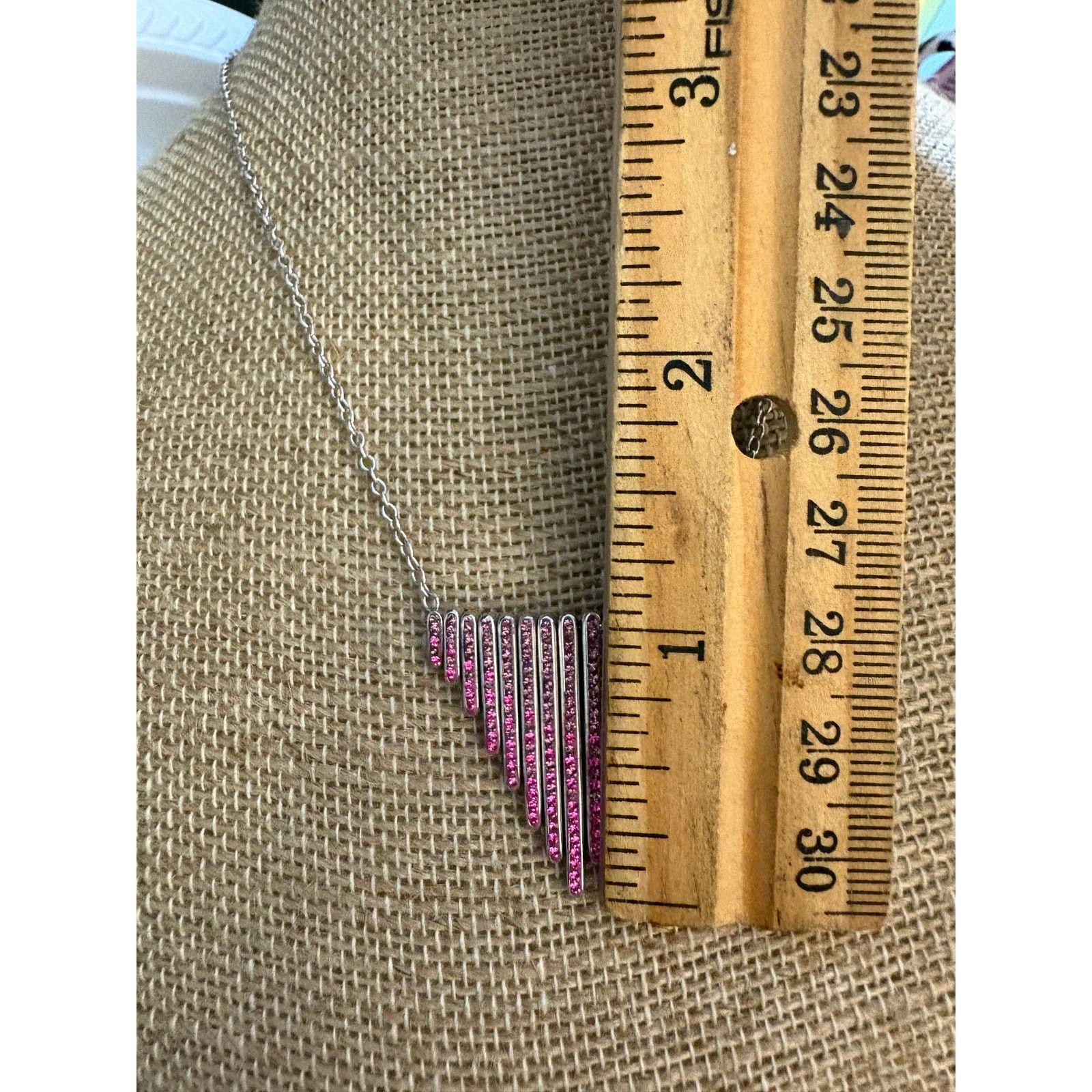 Other Vintage Swarovski Crystal Fringe Necklace Silver Tone Pink Size ONE SIZE - 5 Thumbnail