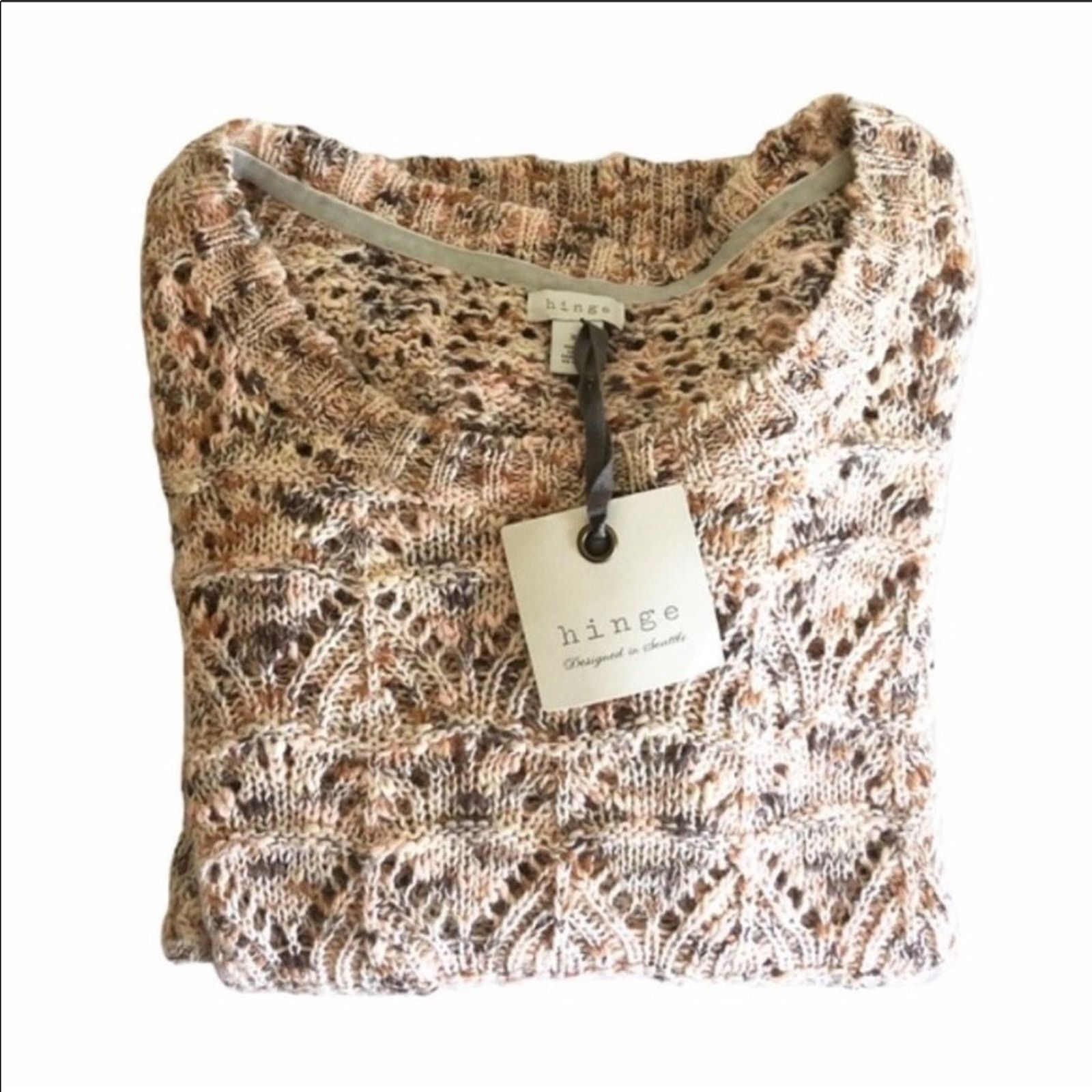 Nordstrom NEW NORDSTROM HINGE Cream Tan Chunky Knit Pullover Sweater Size XS / US 0-2 / IT 36-38 - 1 Thumbnail